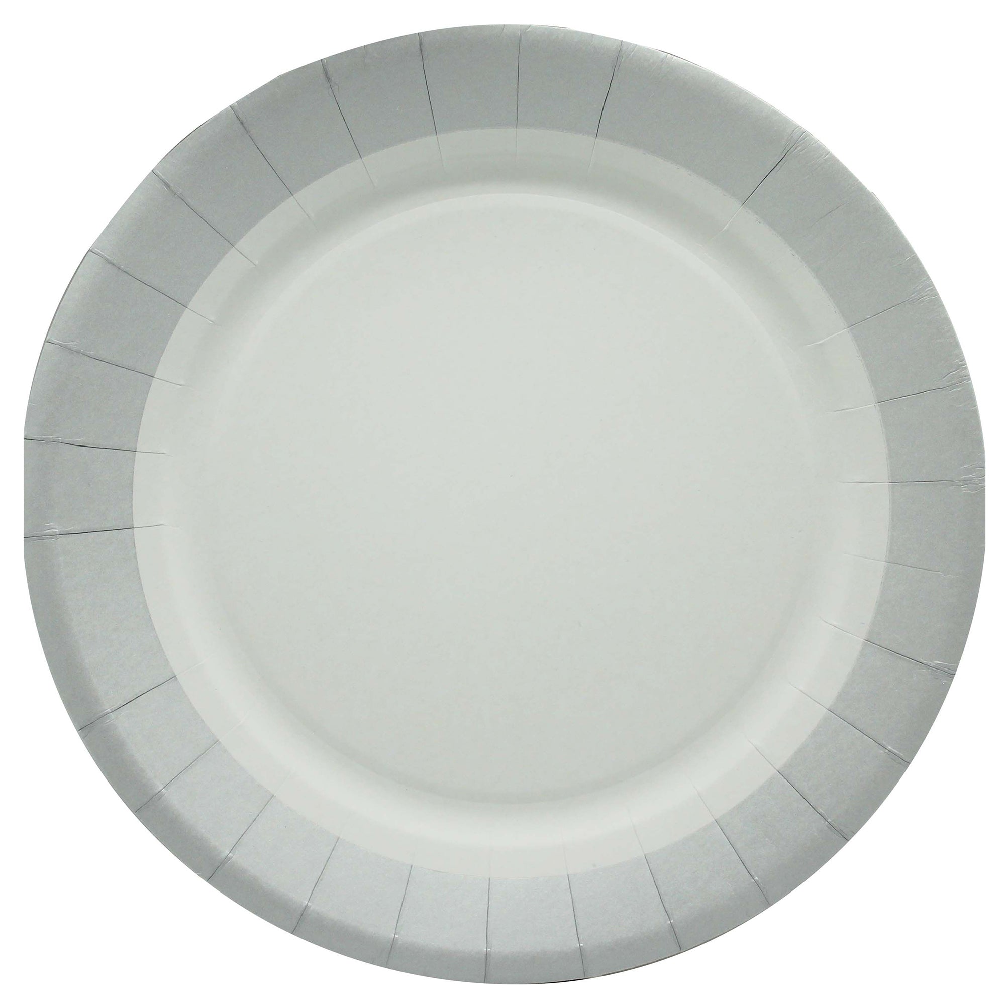 10 assiettes en carton 23cm blanches et argent