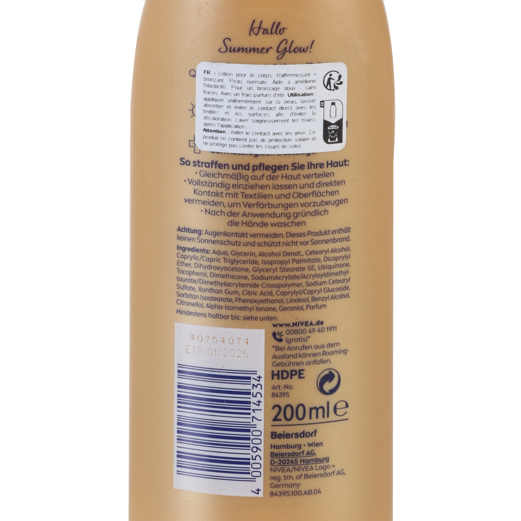 Lait corps Q10 hydratant fermeté bronzage peaux claires