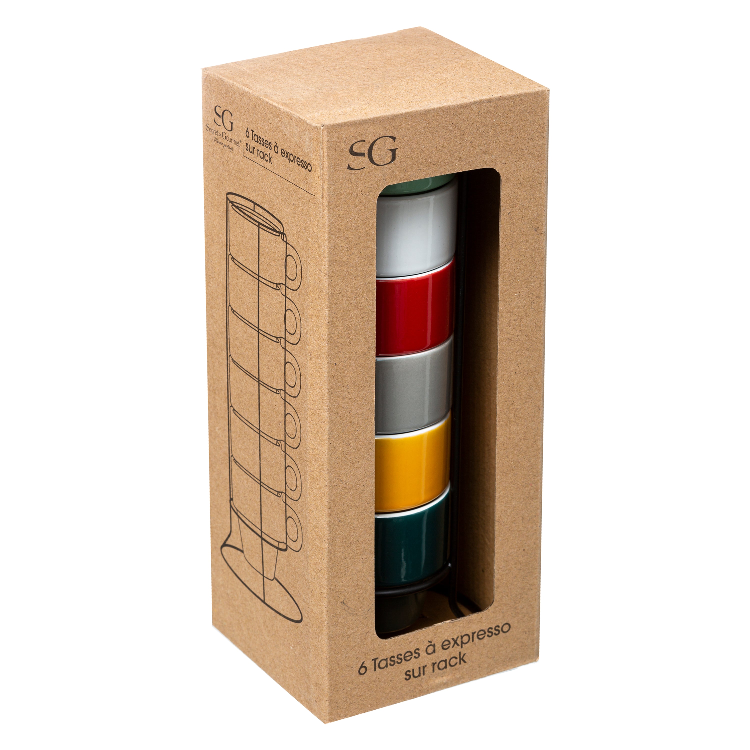Rack 6 tasses colorama 5cl