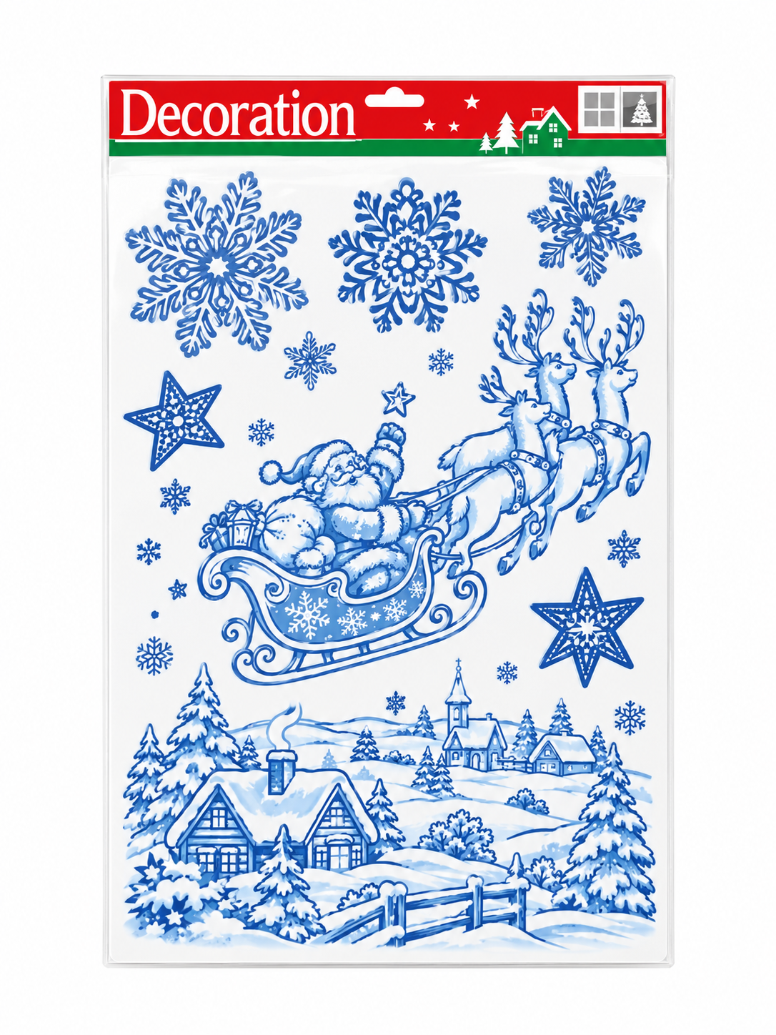 Stickers vitre pailletés bleus 30 x 42 cm