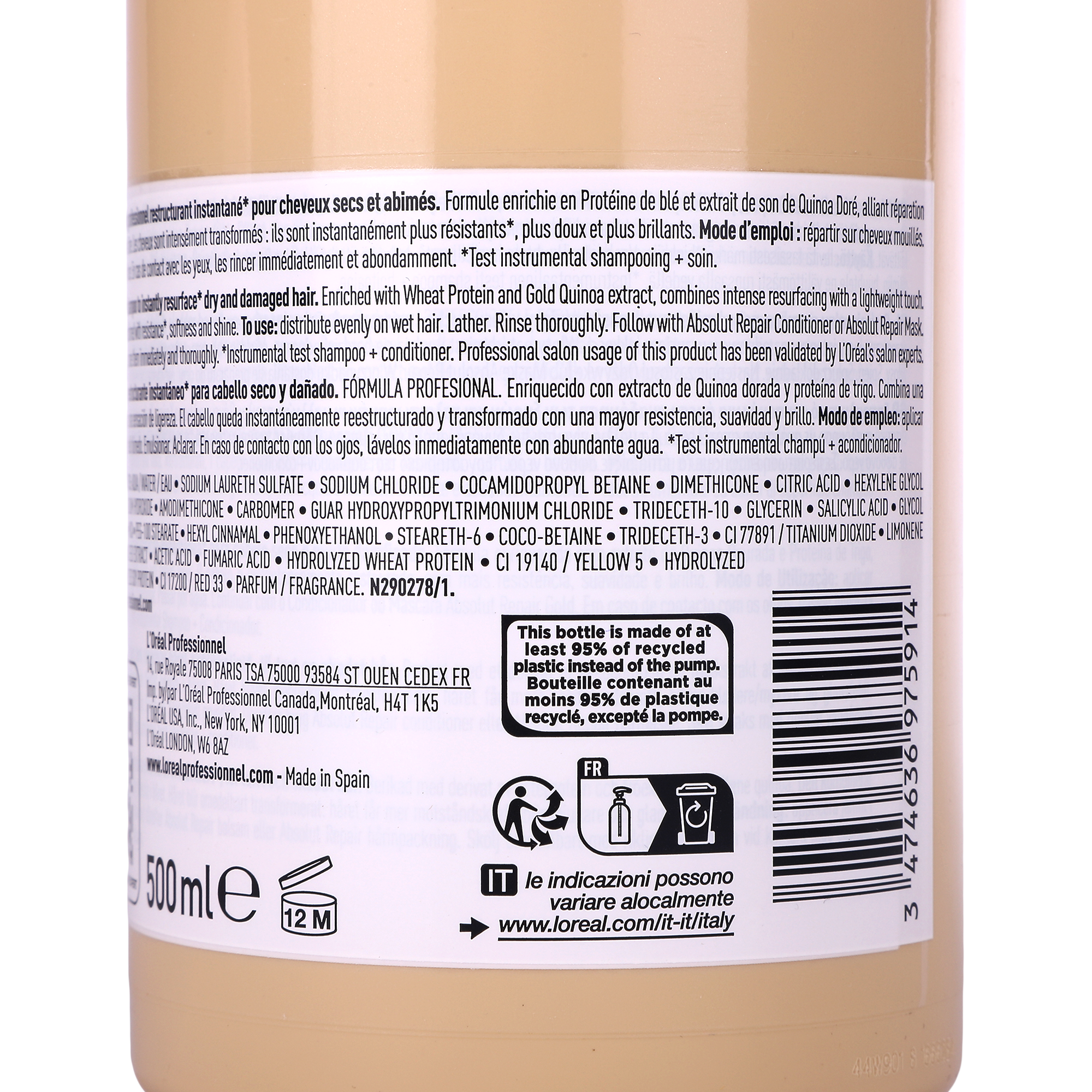 Shampoing absolut repair gold quin
