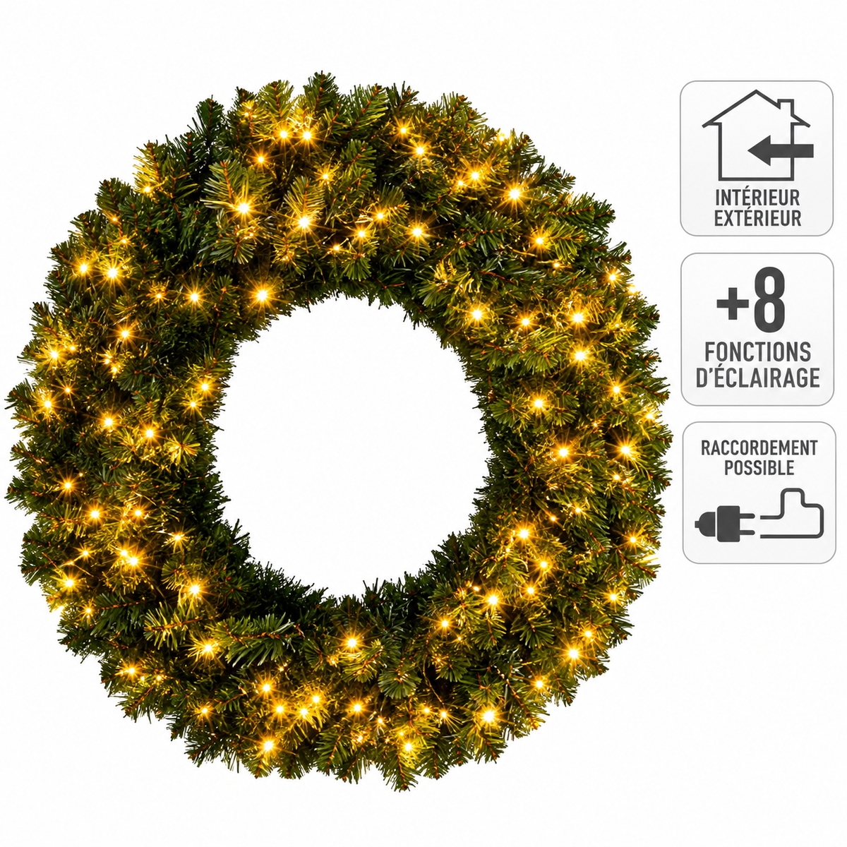 Couronne LED vert xxl – 90 cm