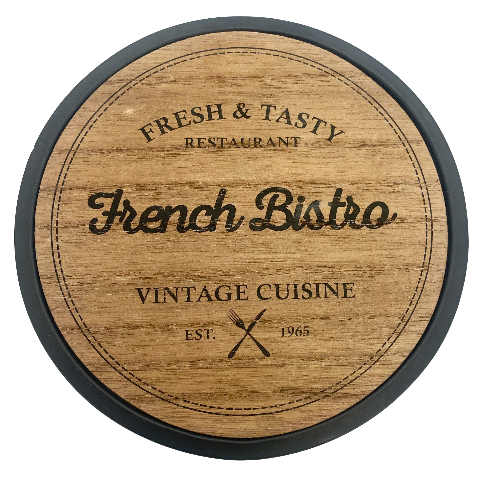Dessous de plat + métal noir bistro  - Marron