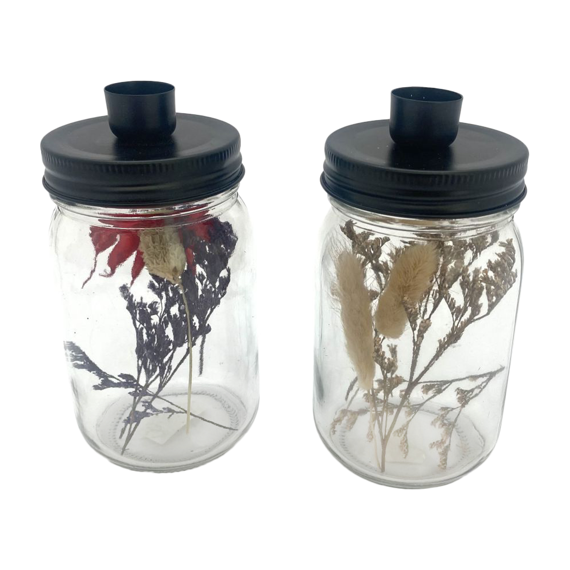 Photophore avec fleurs séchées