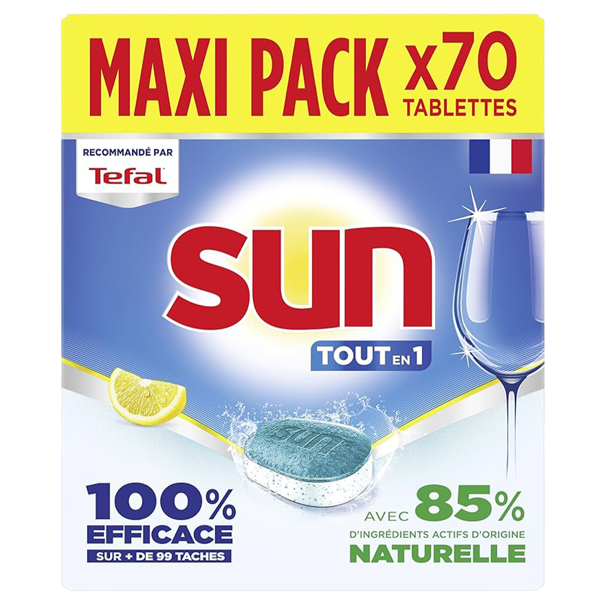 70 tablettes lave-vaisselle tout en 1 citron
