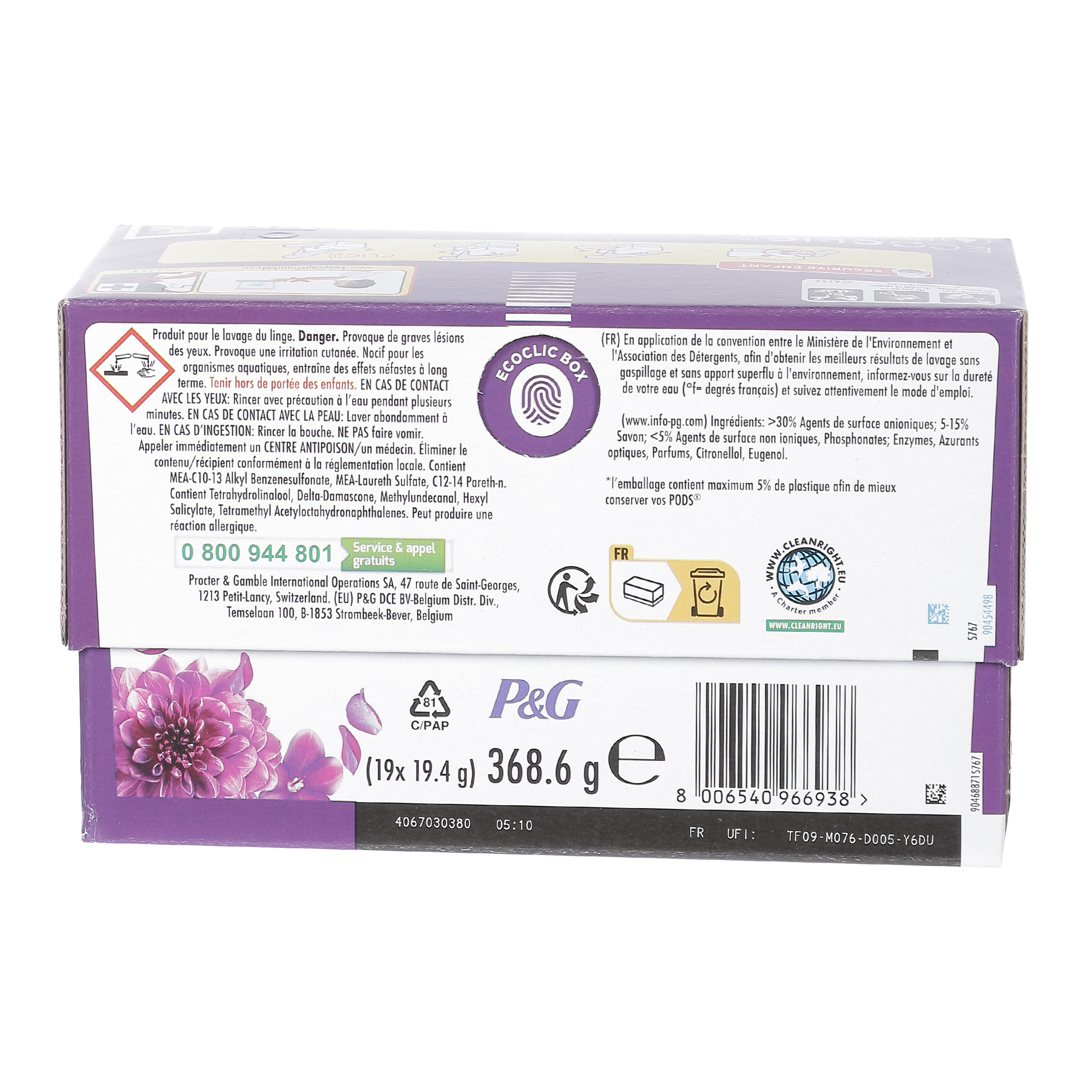 19 capsules de lessive tout en 1 bouquet floral collection Lenor