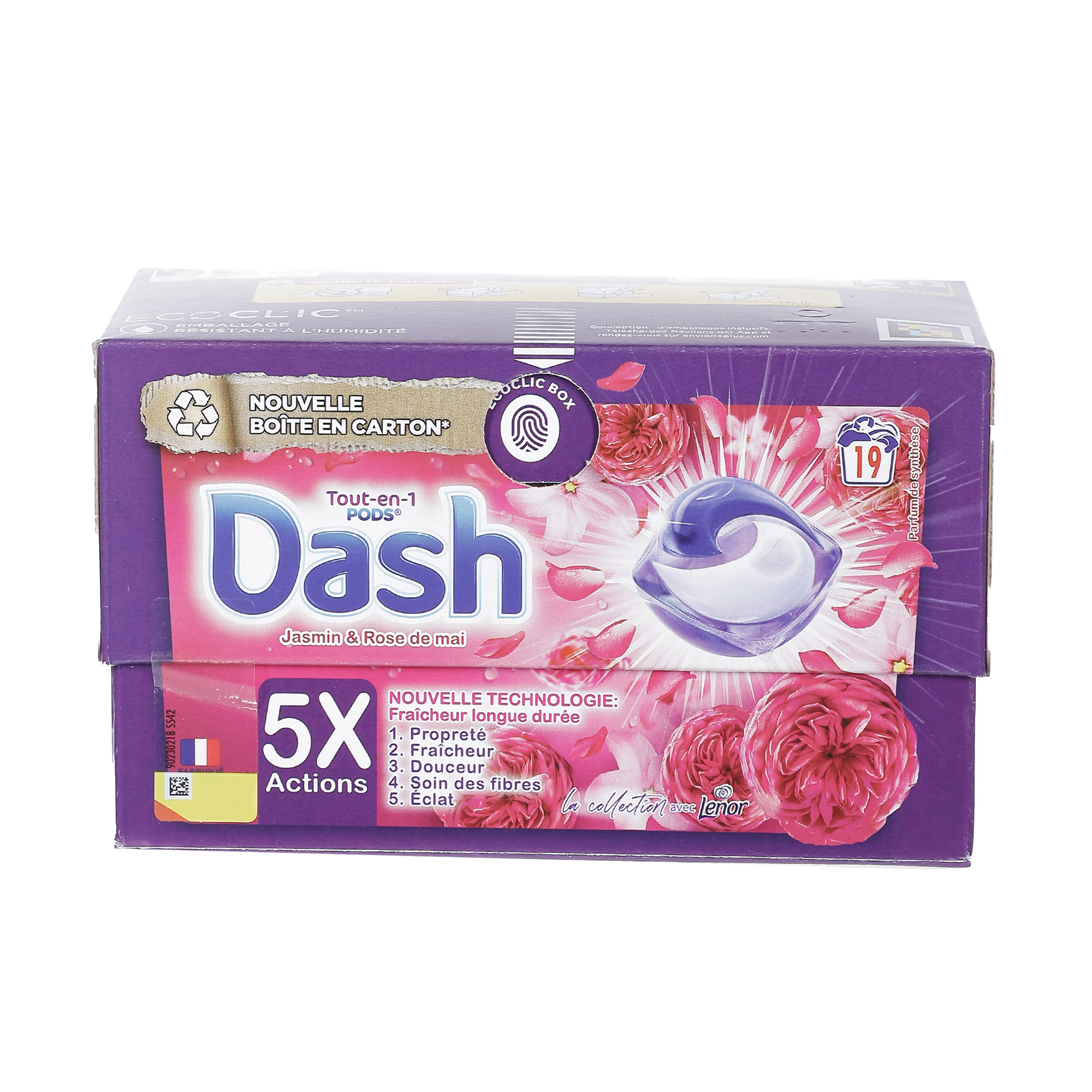 19 capsules lessive tout en 1 Jasmin + rose de Mai