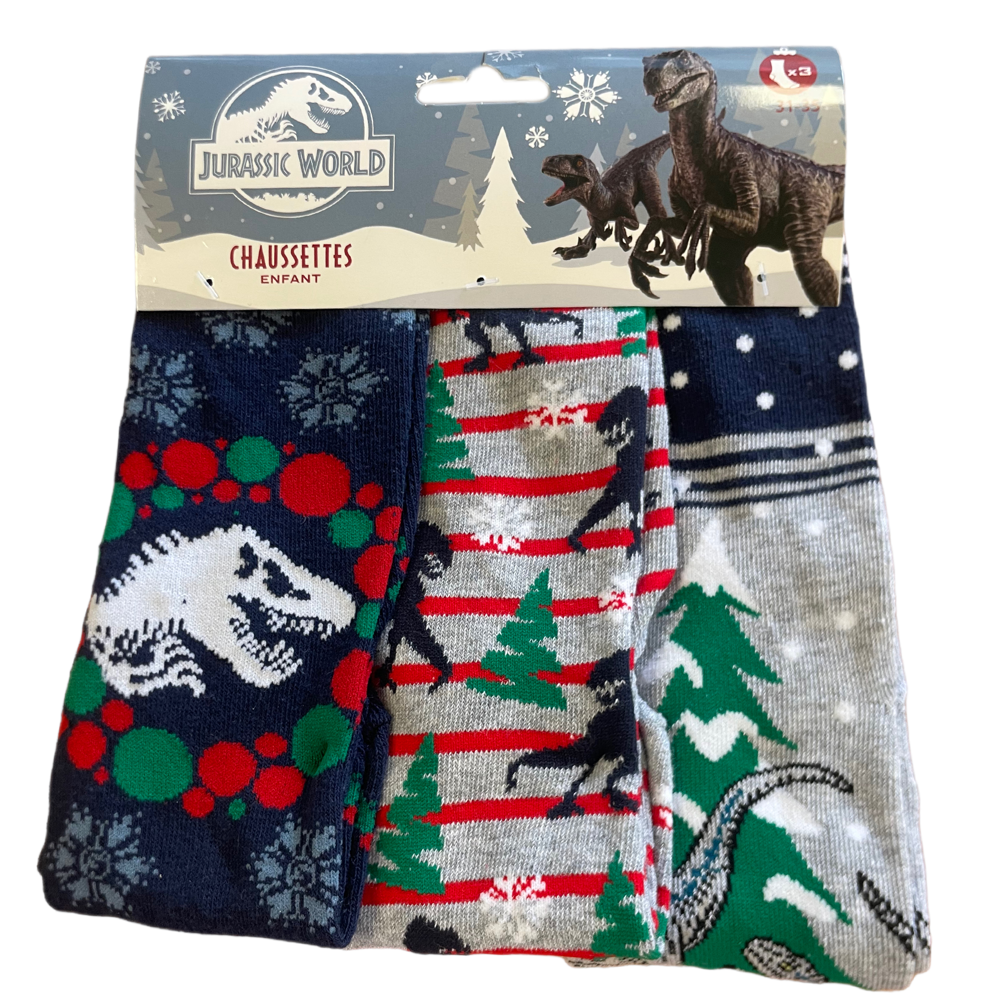 3 PR CHAUSSETTES FANTAISIE LICENCE NOEL 23/26 27/30 31/34