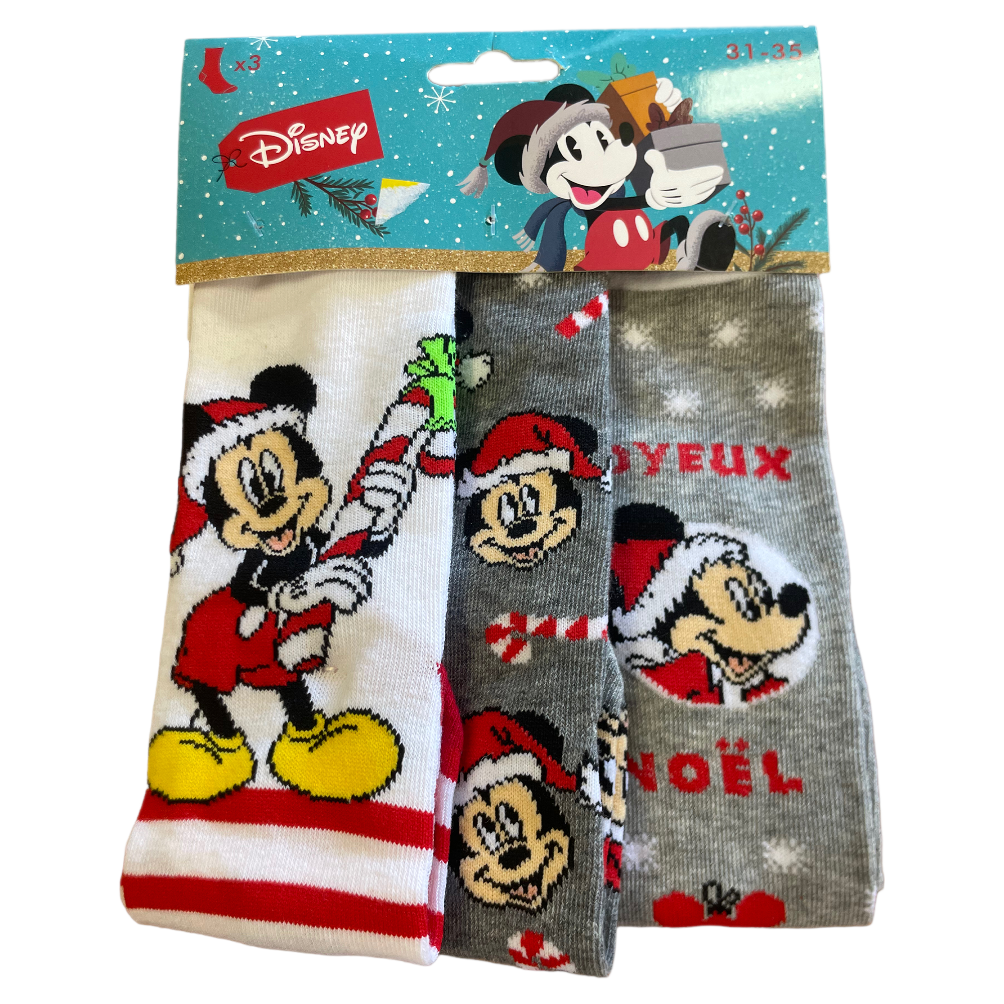 3 PR CHAUSSETTES FANTAISIE LICENCE NOEL 23/26 27/30 31/34