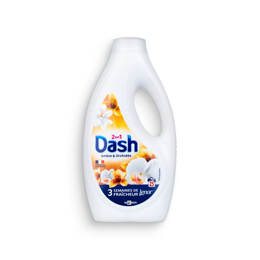 25 doses de lessive liquide Dash 2 en 1