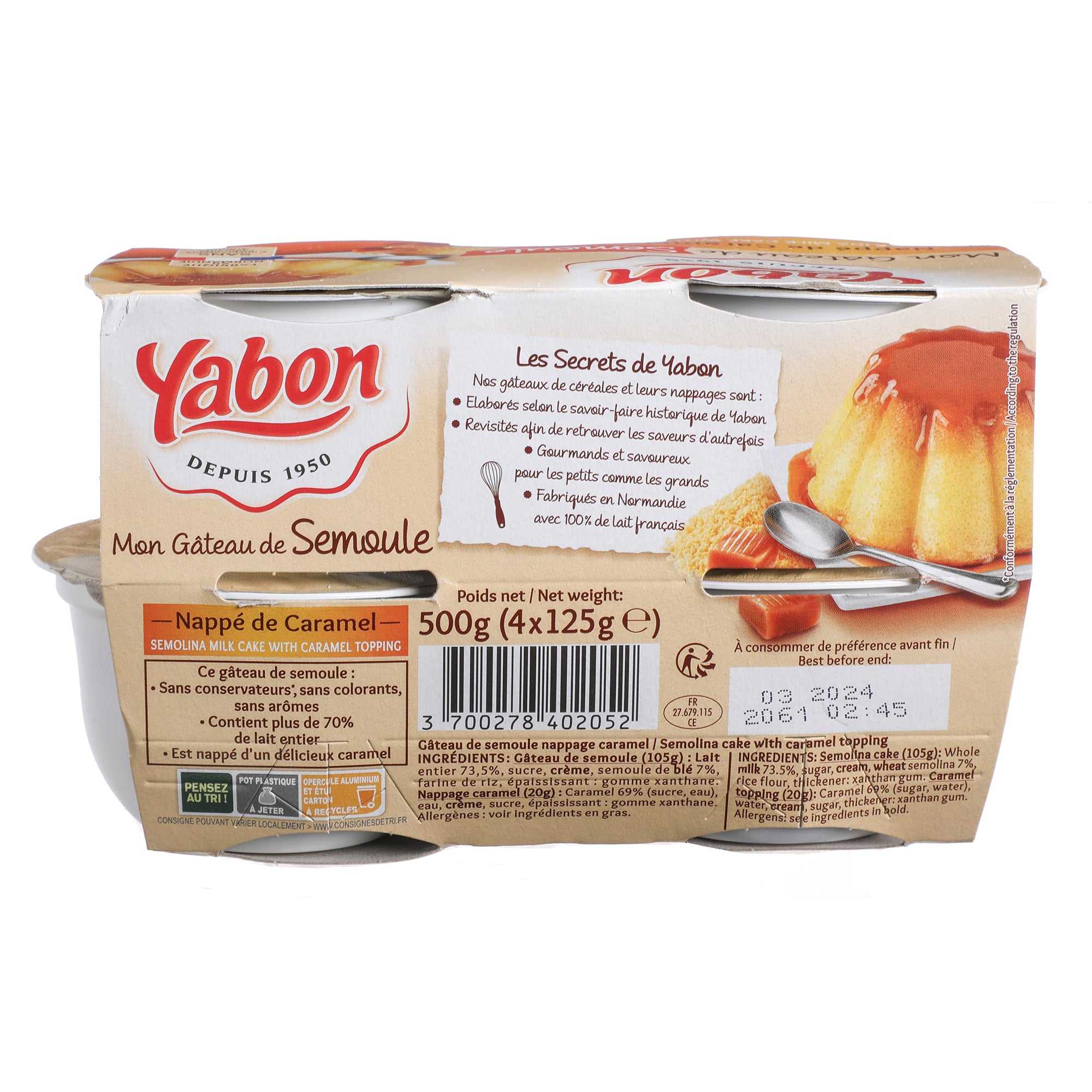 Gâteau de semoule nappage caramel