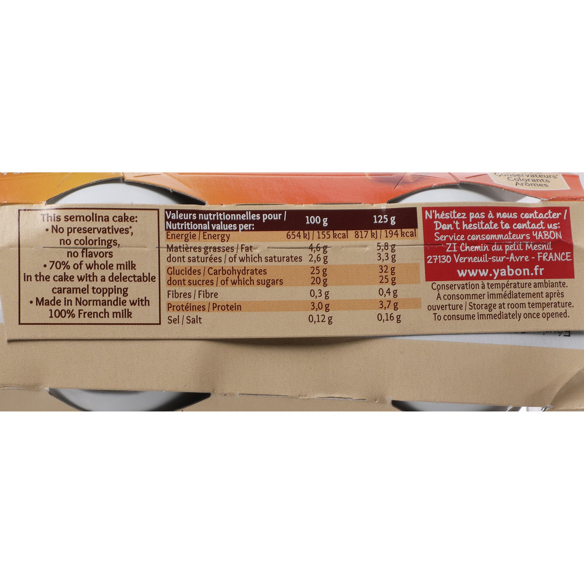 Gâteau de semoule nappage caramel