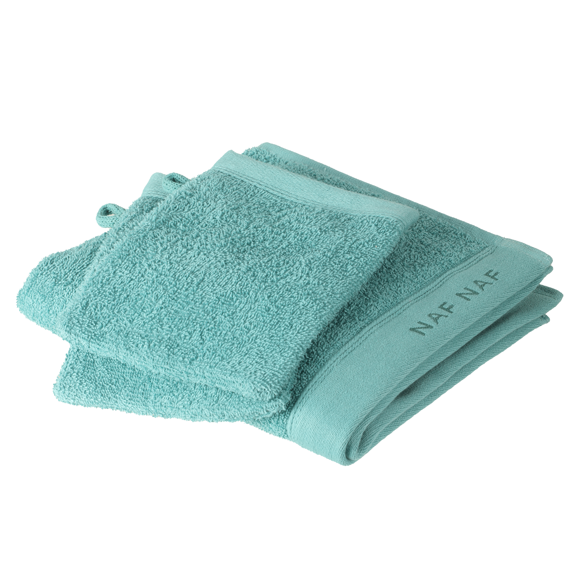 Lot de 3 piéces : serviette de toilette et 2 gants