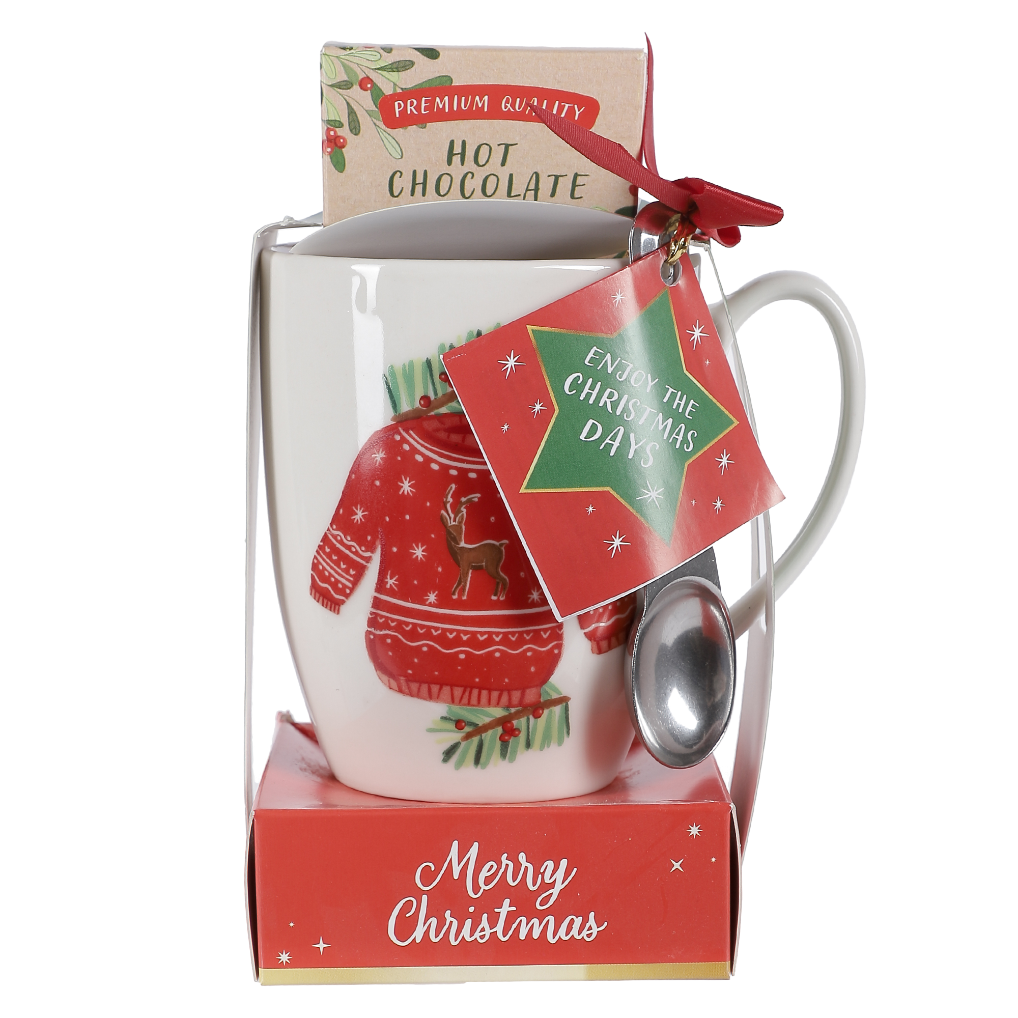 COFFRET MUG FESTIF DECOR NOEL  AVEC CHOCOLAT EN POUDRE ASST