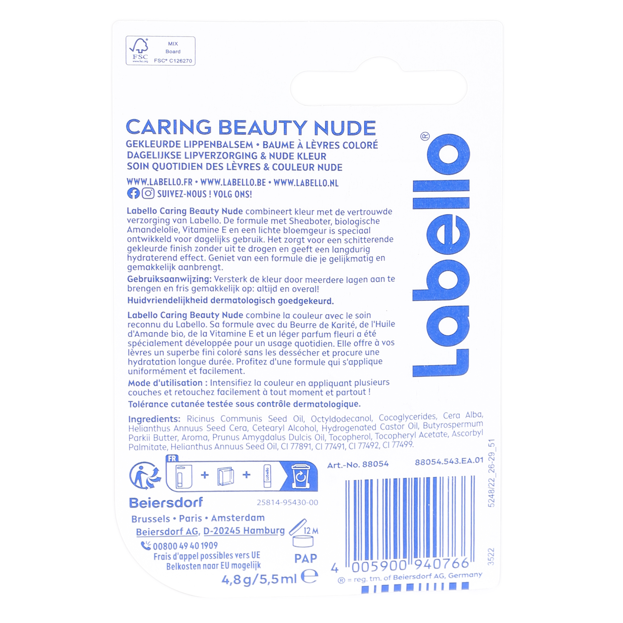 Soin des lèvres caring beauty nude 2 en 1