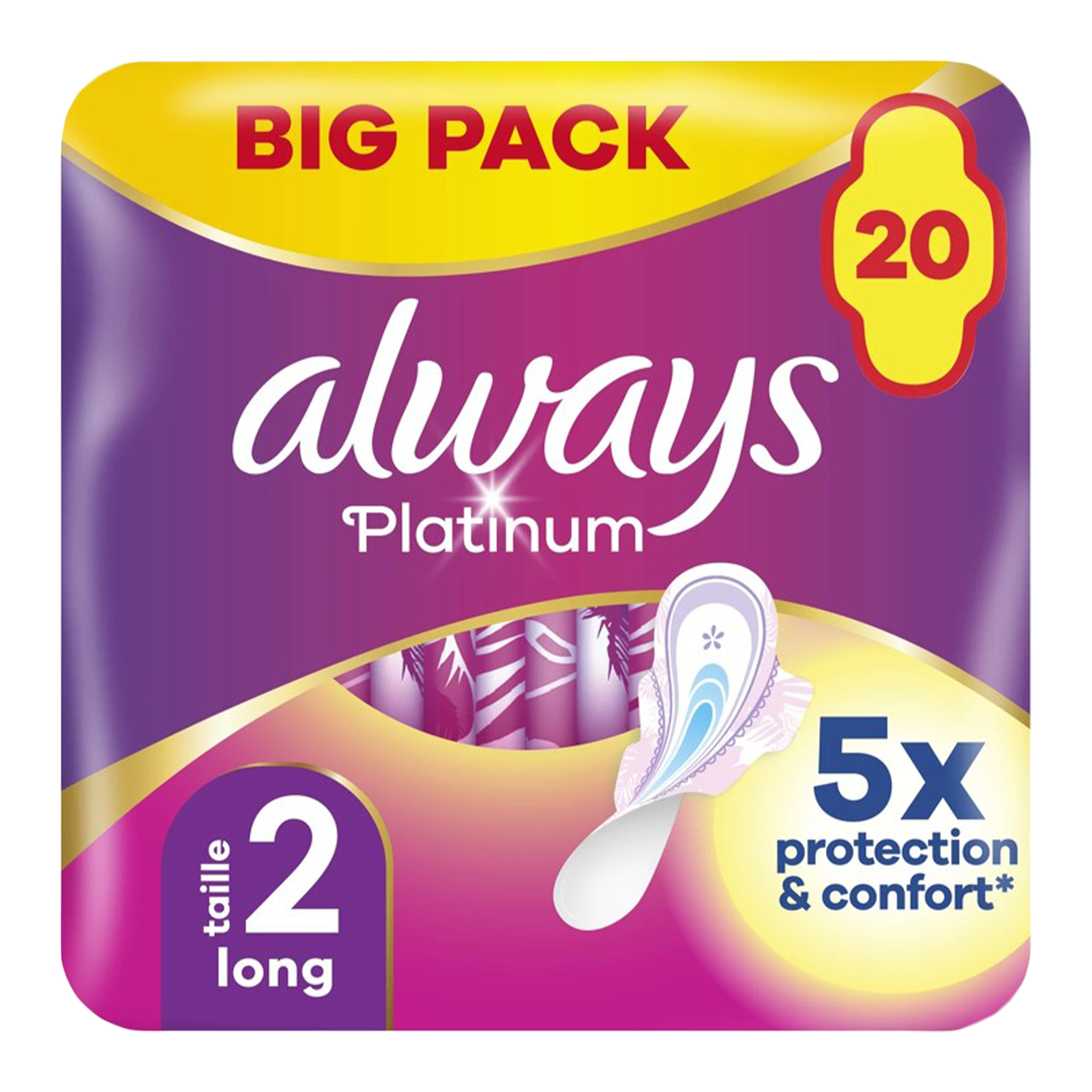 20 serviettes Platinum avec ailettes taille 2