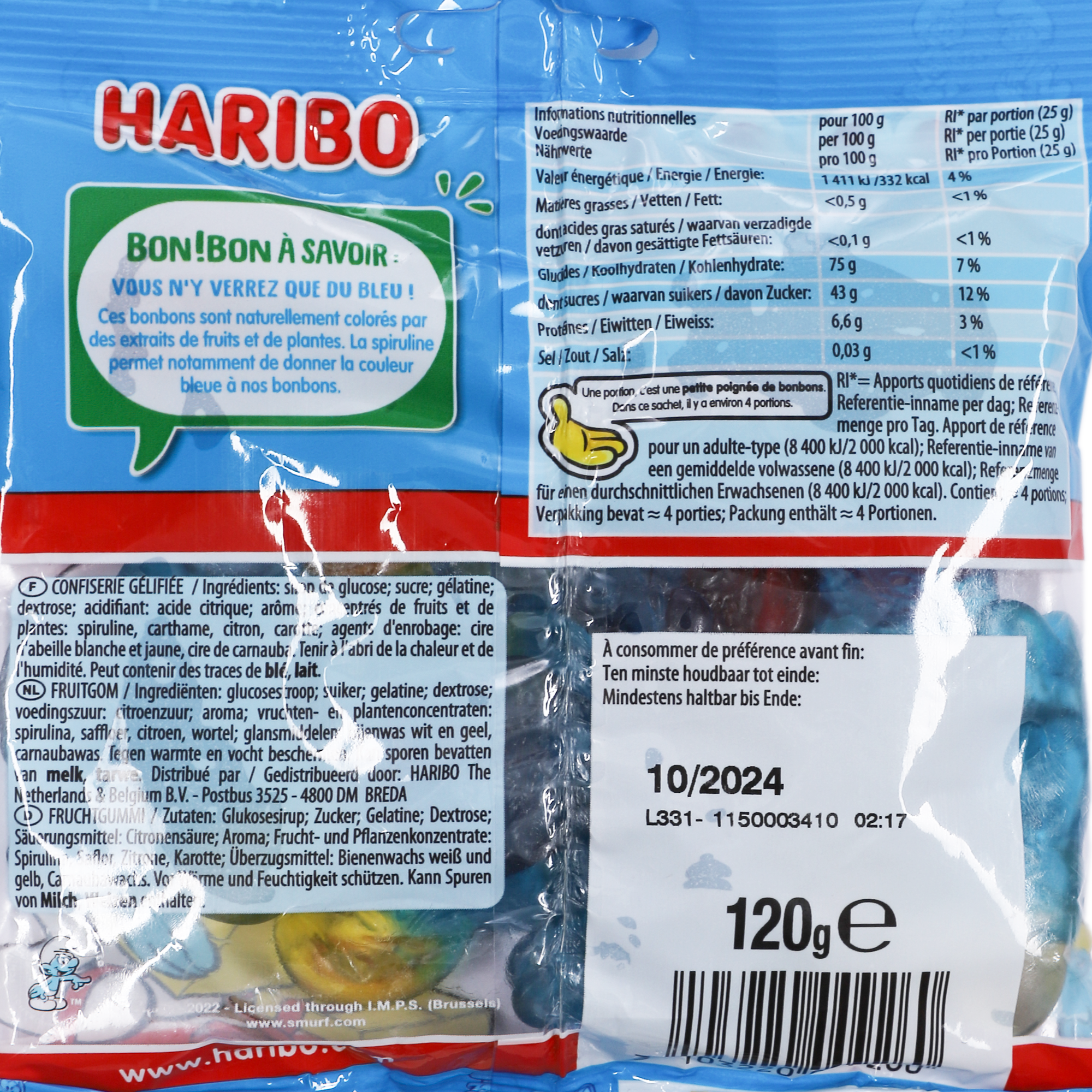 Sachet de bonbons Schtroumpfs
