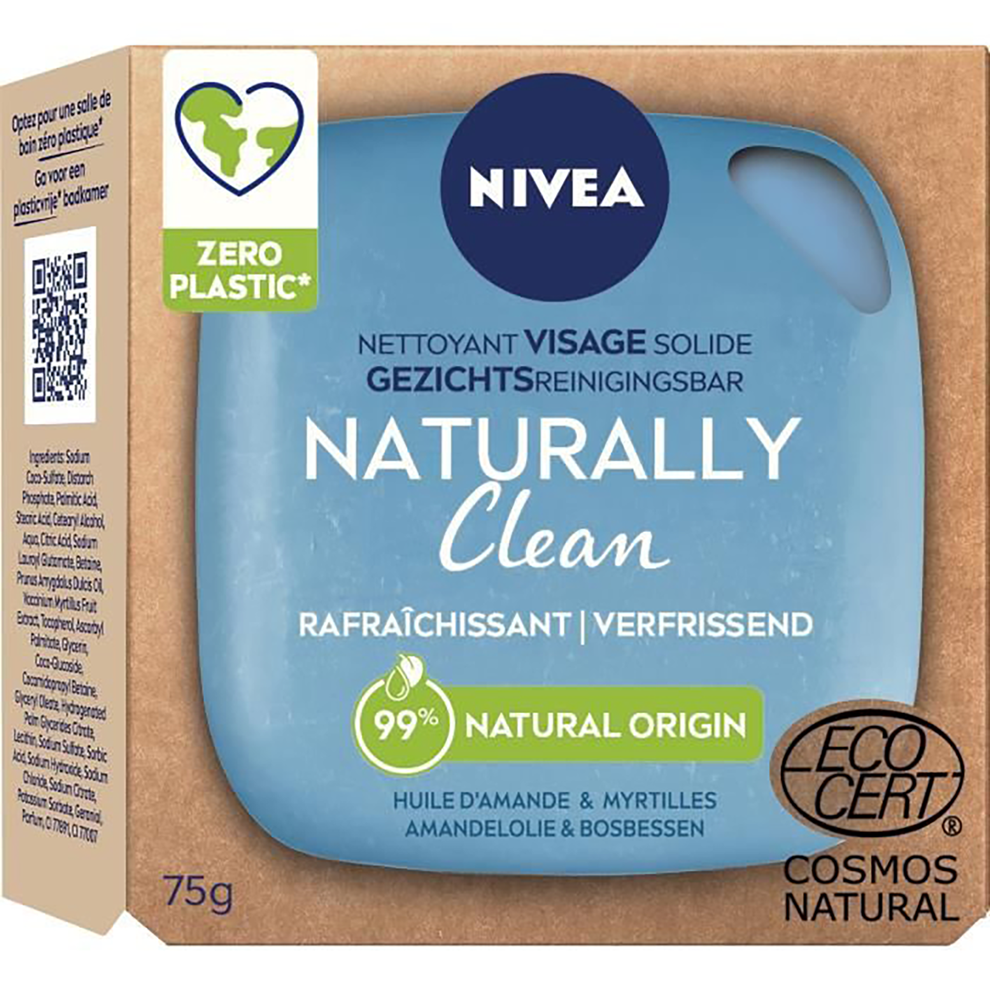 Nettoyant visage solide rafraichissant huile d'amande et myrtilles