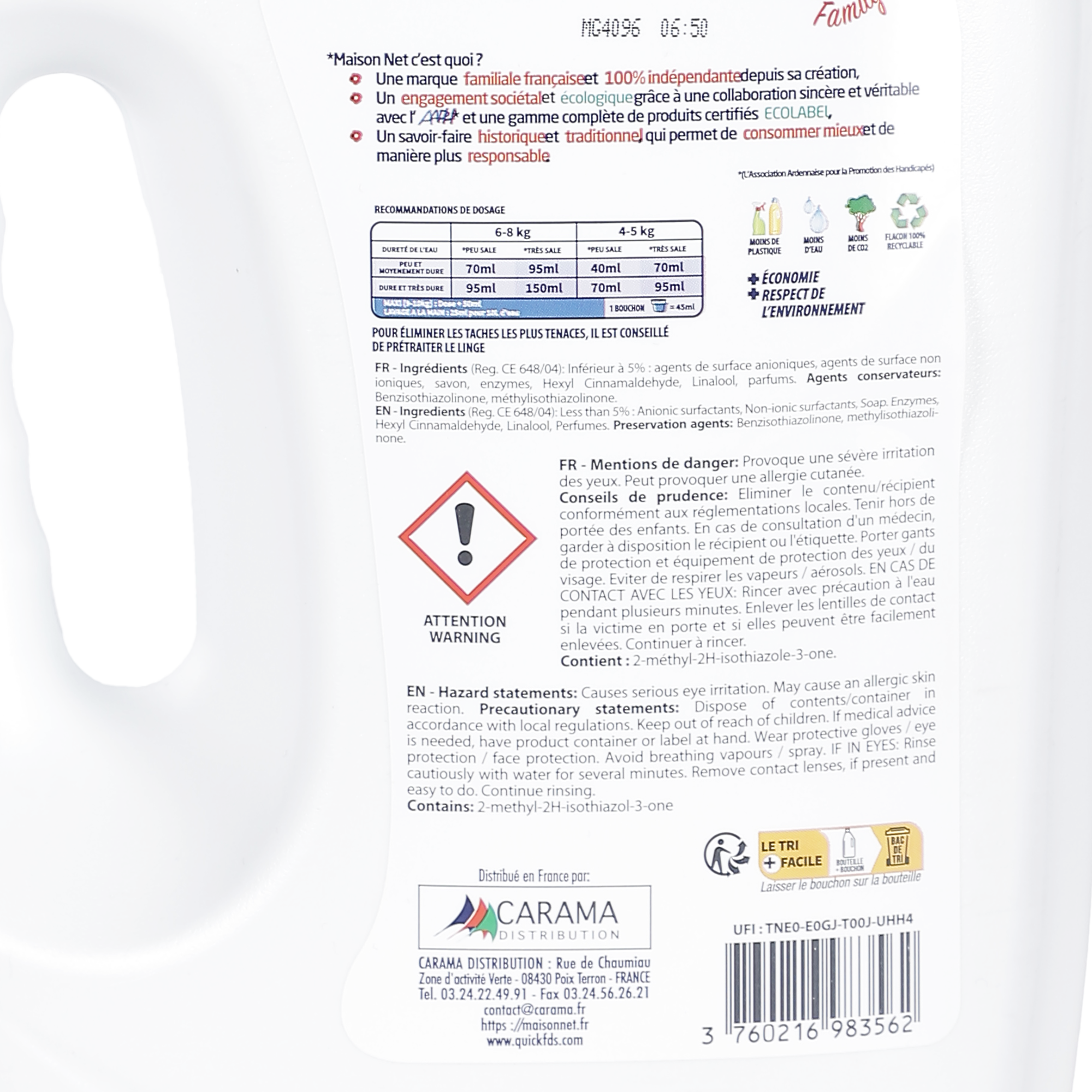 50 doses de lessive liquide au bicarbonate