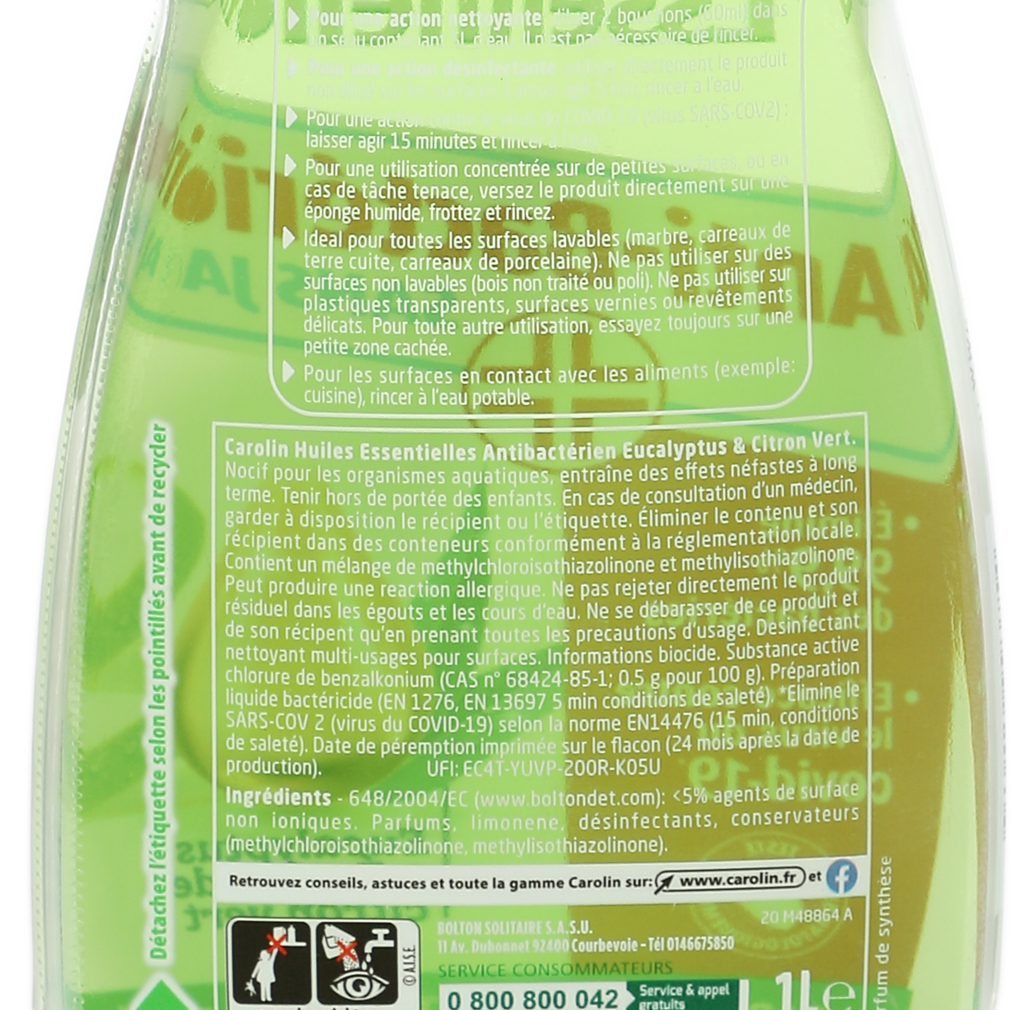 Nettoyant multi-surfaces huiles essentielles eucalyptus et citron