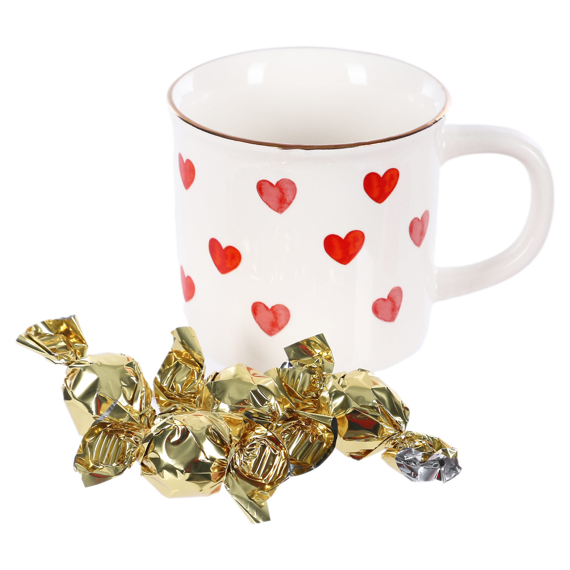 MUG HAPPY LOVE AU CHOCOLAT BLANC PRALINE SAVEUR FRAISE ASST