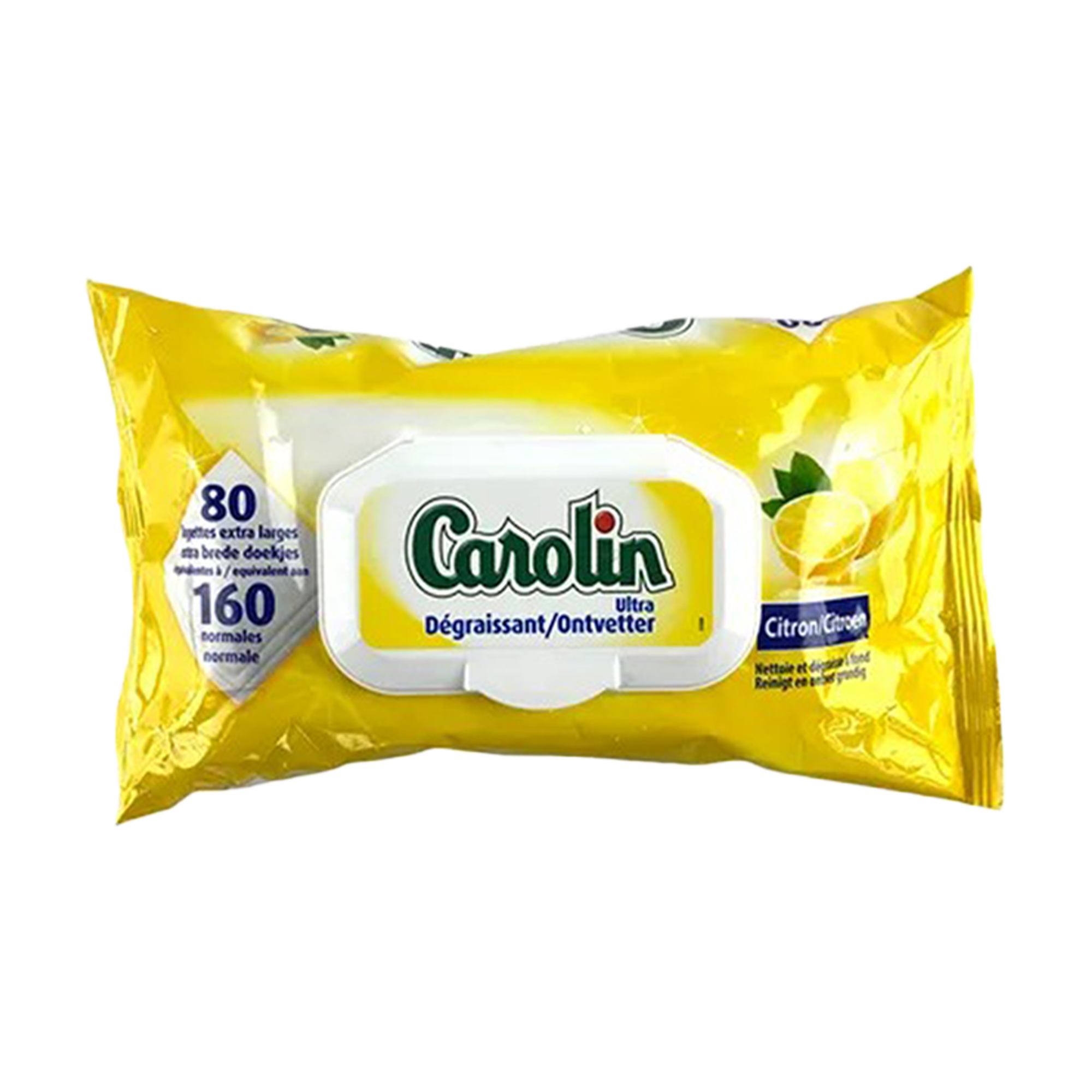 80 lingettes ultra dégraissante au citron