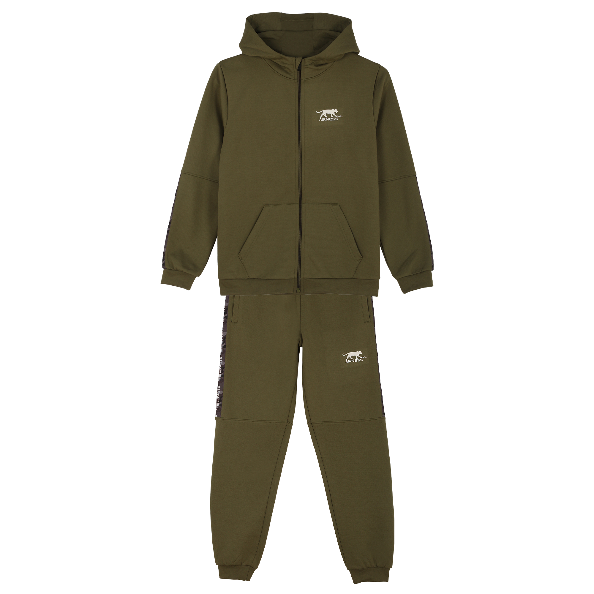 Ensemble sweat zippé + bas de jogging 8/14 ans - Kaki