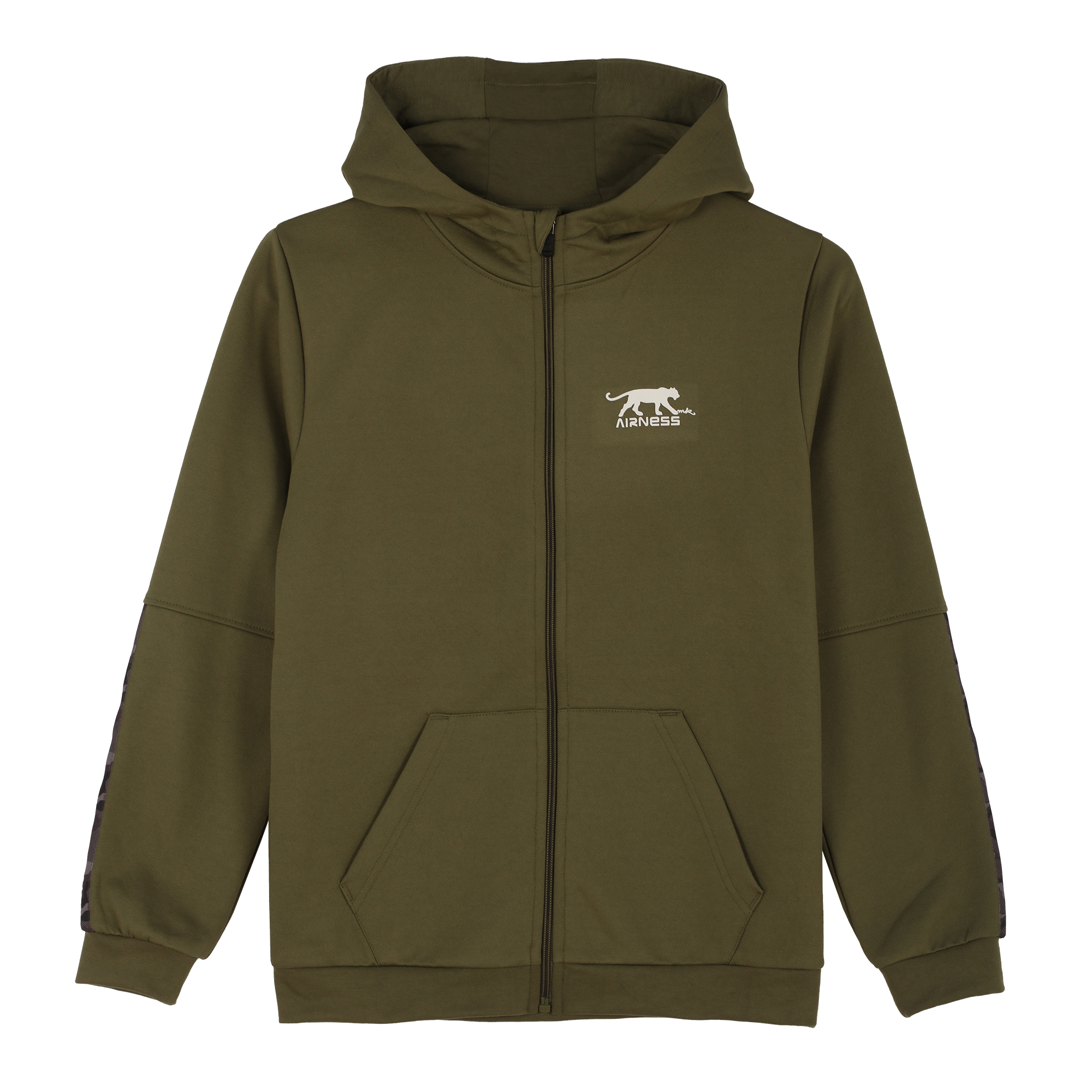 Ensemble sweat zippé + bas de jogging 8/14 ans - Kaki
