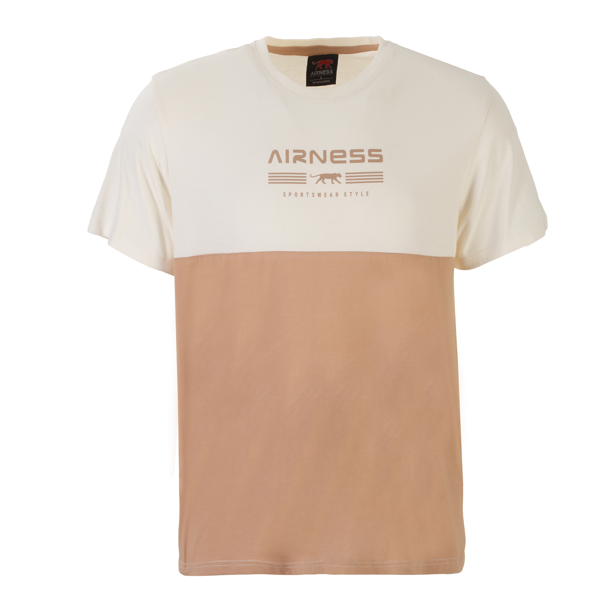 Tee-shirt bicolore manches courtes   - Beige