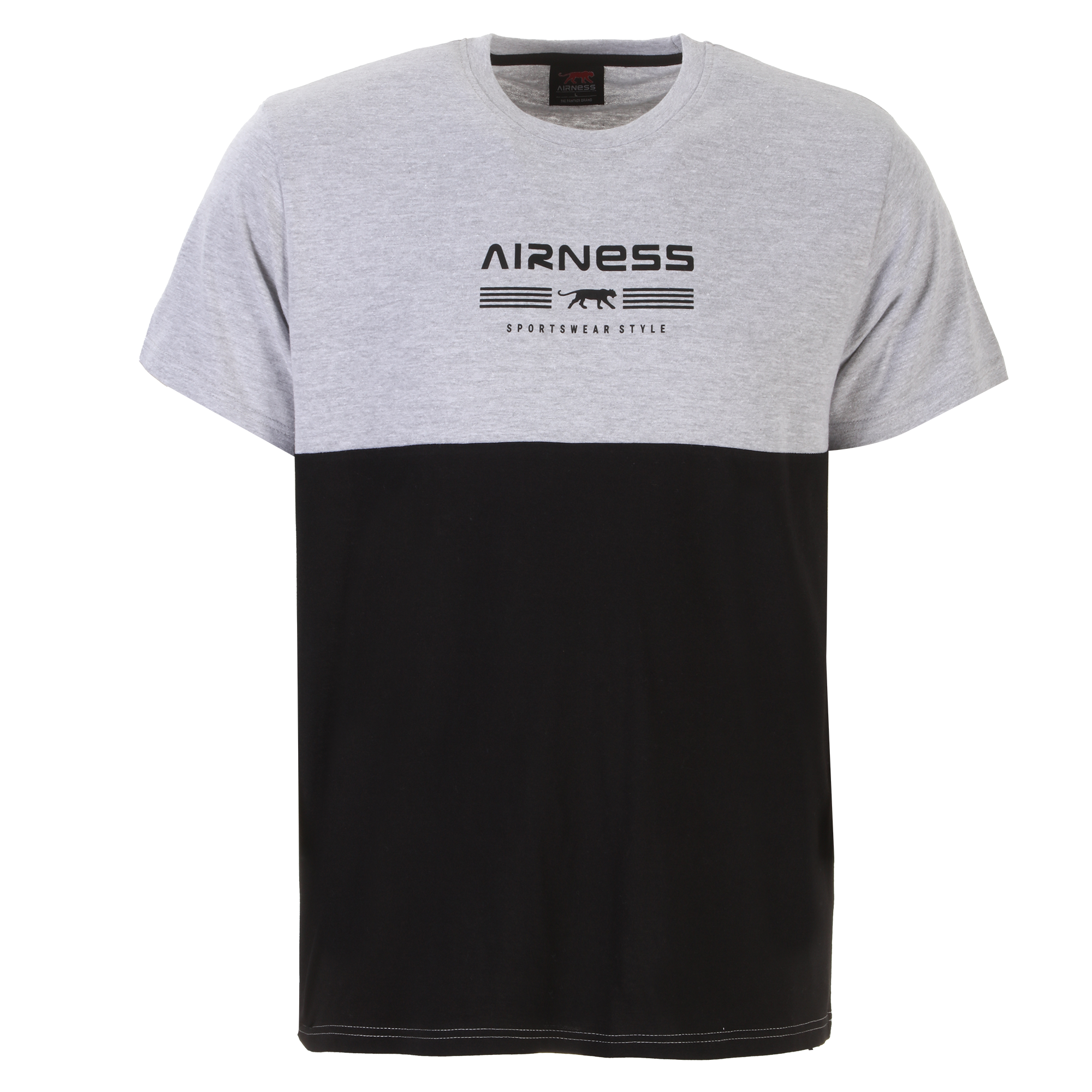 Tee-shirt bicolore manches courtes   - Gris