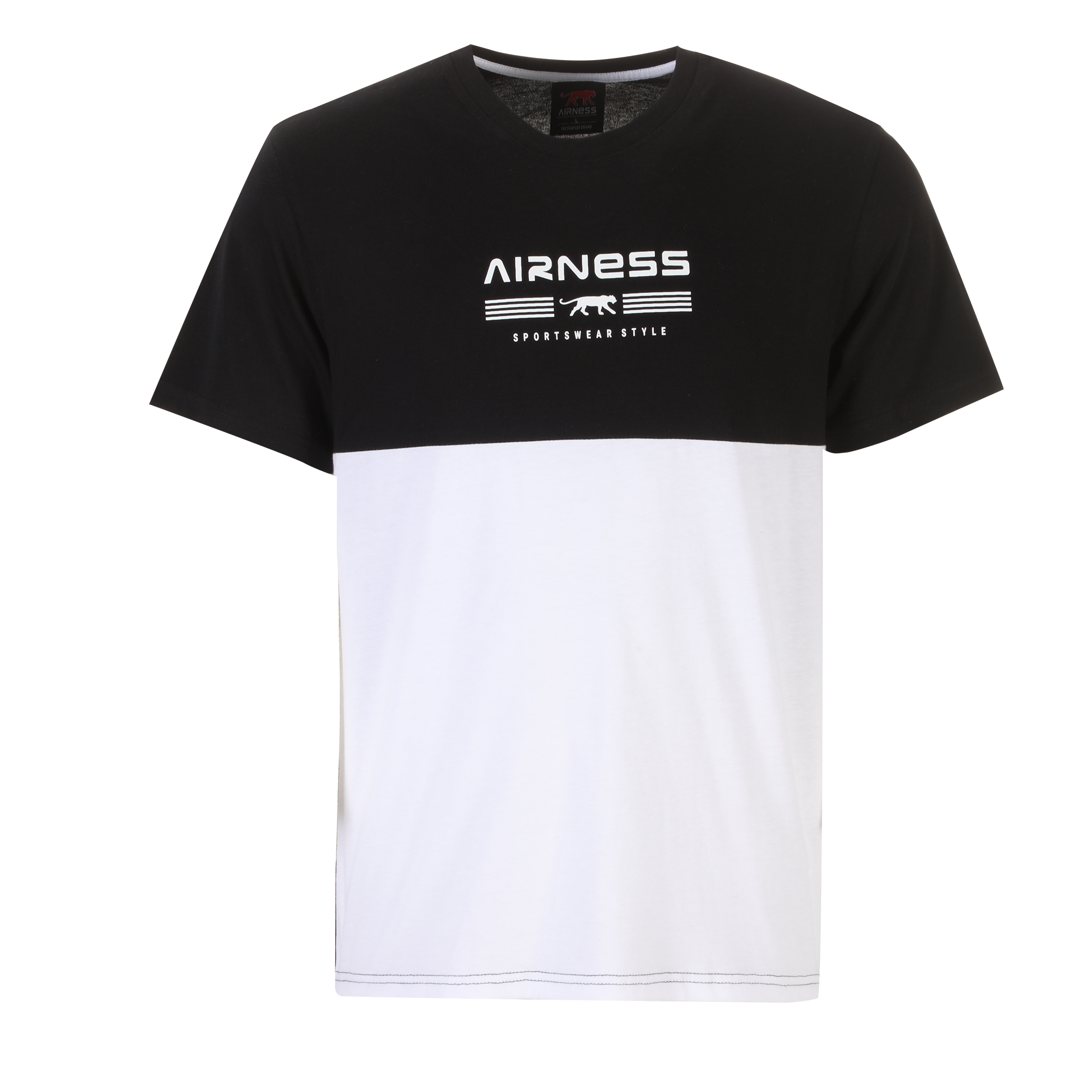 Tee-shirt bicolore manches courtes   - Noir