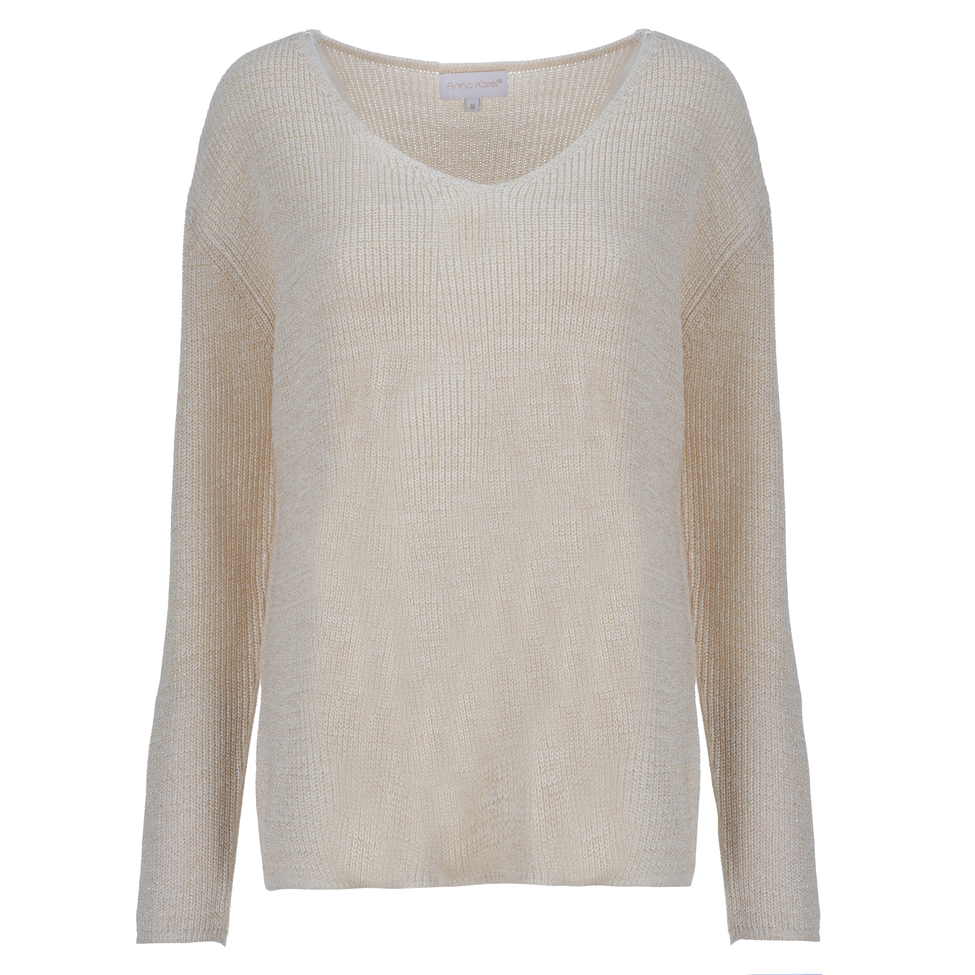 Pull col V gris ou beige - Beige