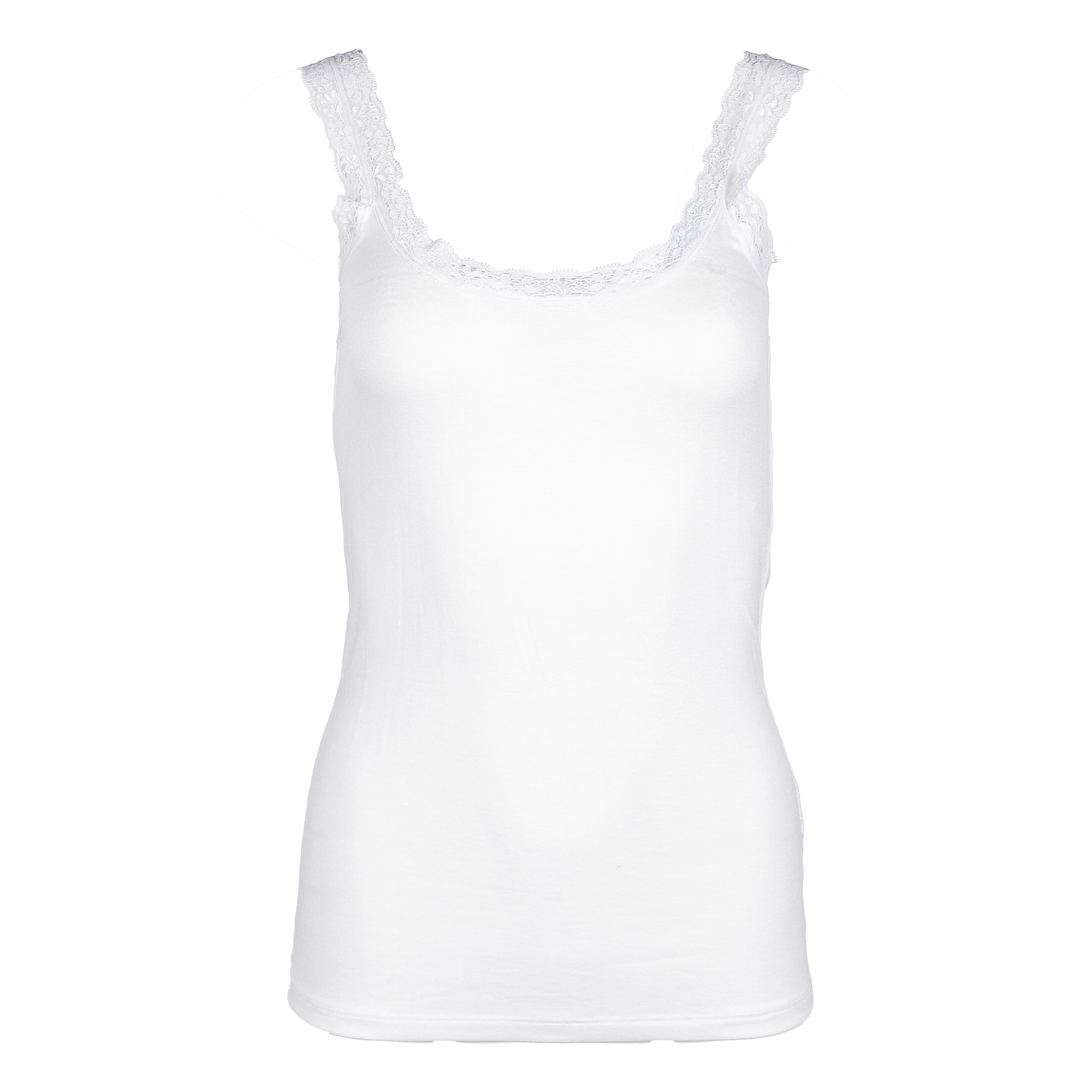 Débardeur avec encolure en dentelle  - Blanc