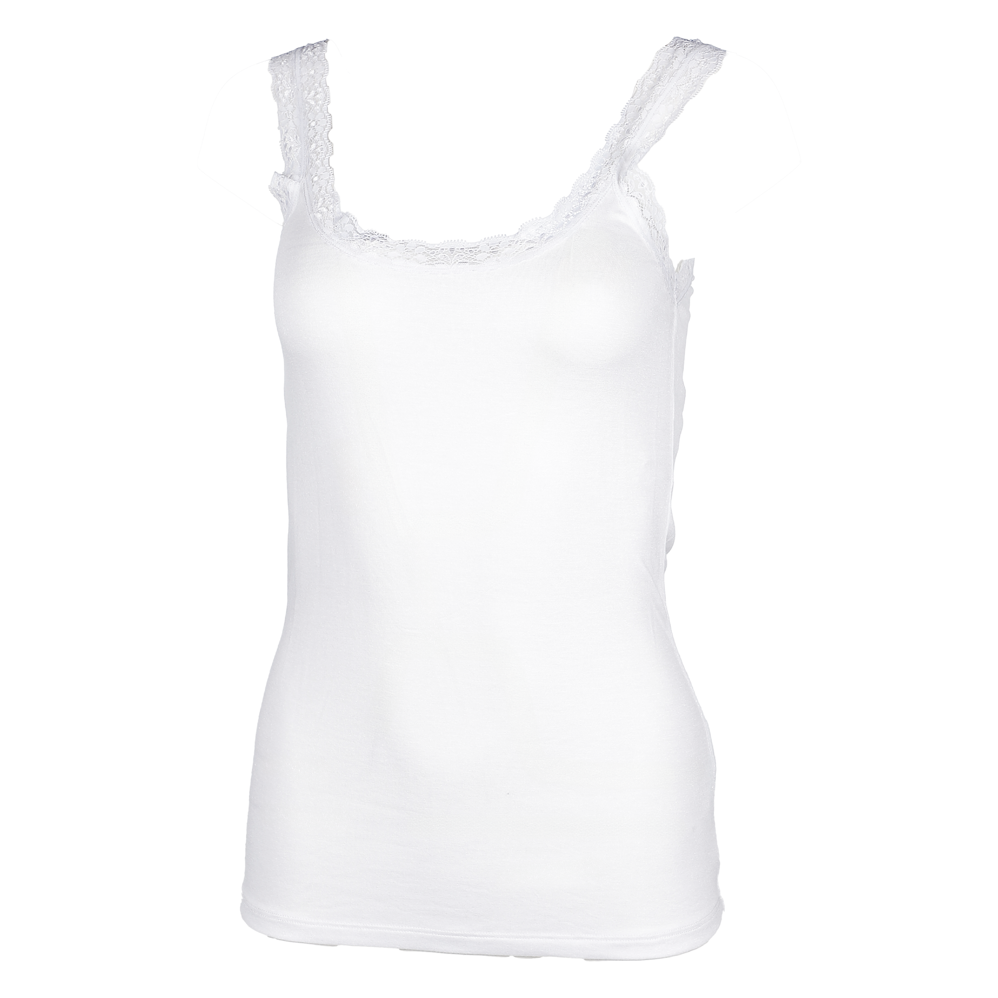Débardeur avec encolure en dentelle  - Blanc