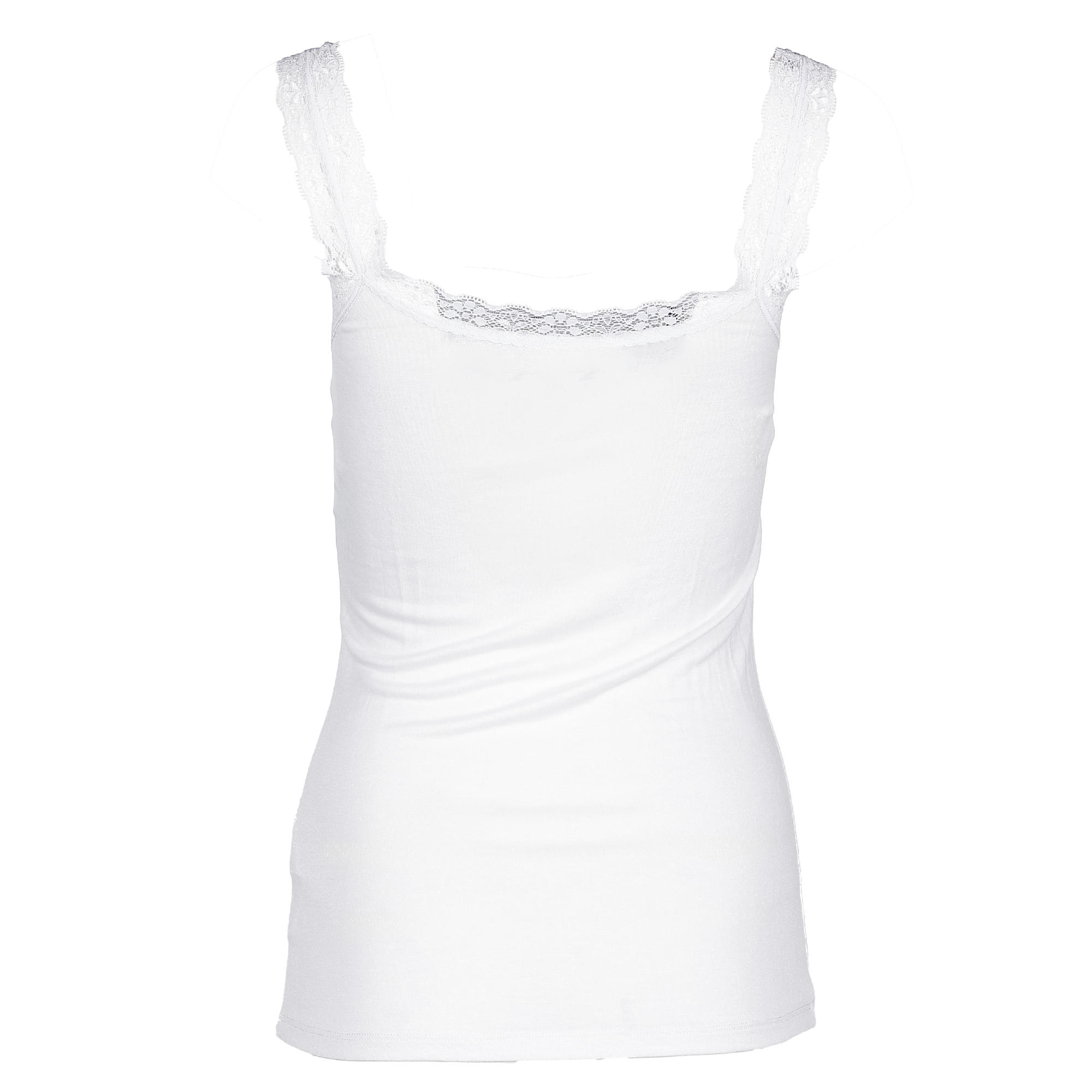 Débardeur avec encolure en dentelle  - Blanc