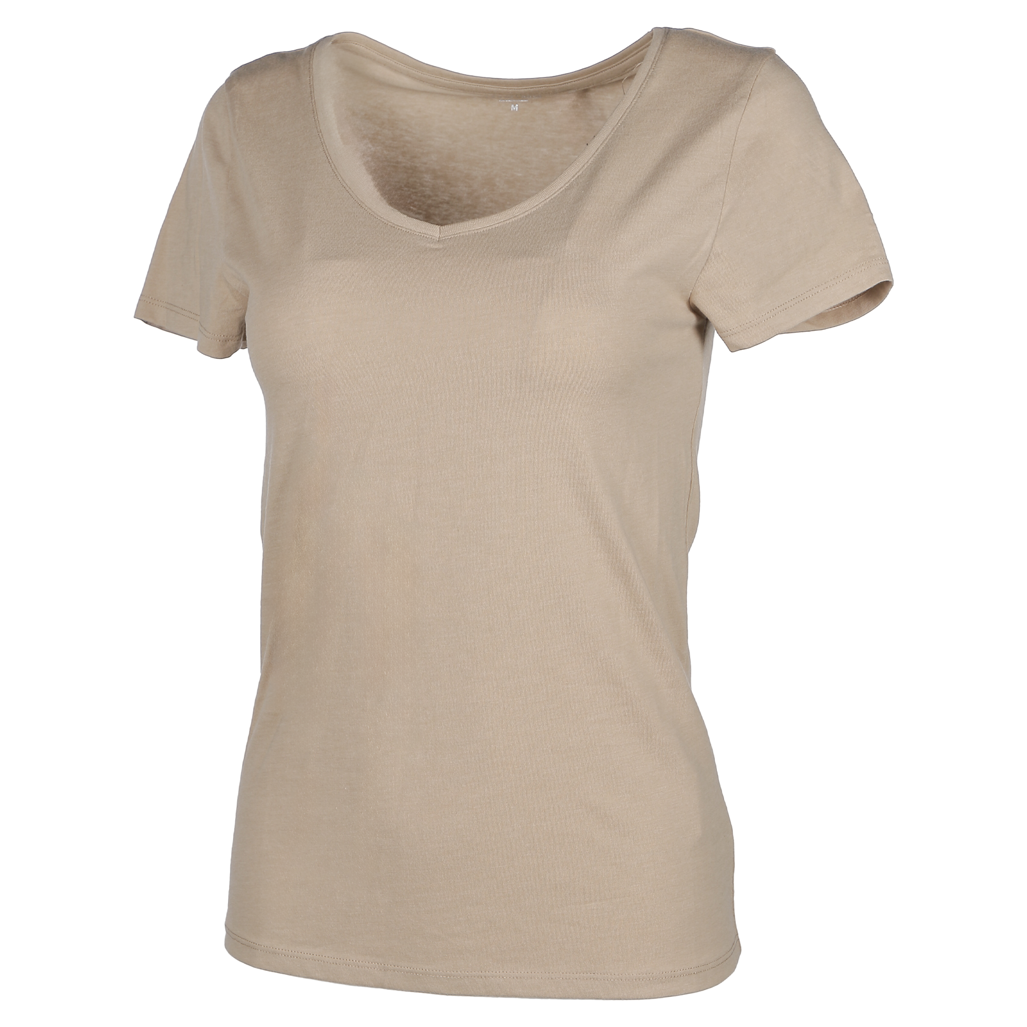 Tee-shirt manches courtes col V - Beige