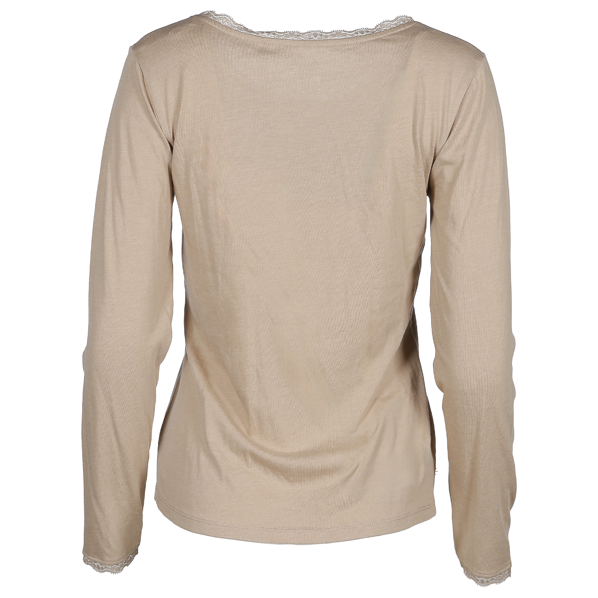 Tee-shirt manches longues col dentelle  - Blanc