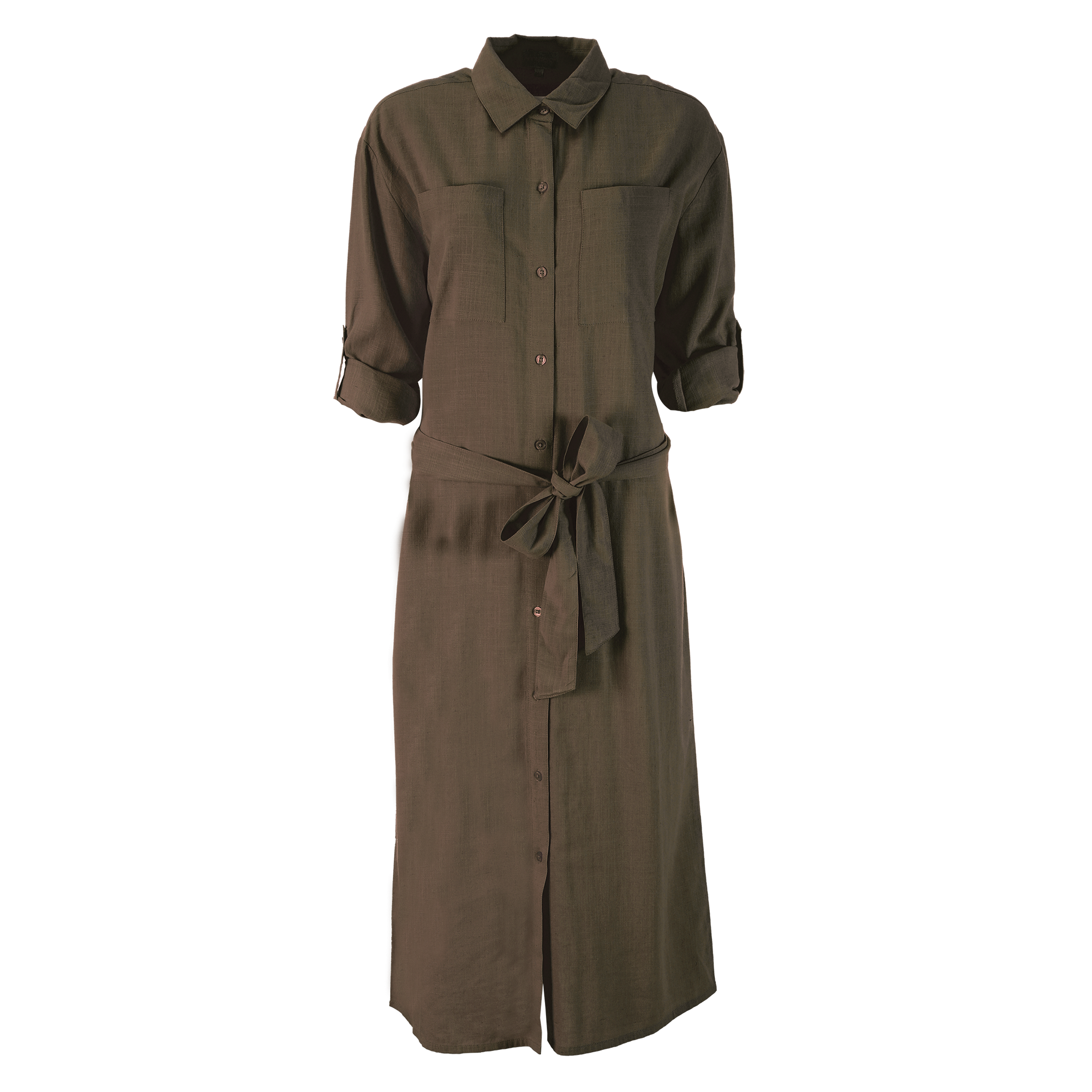 Robe chemise longue - Kaki