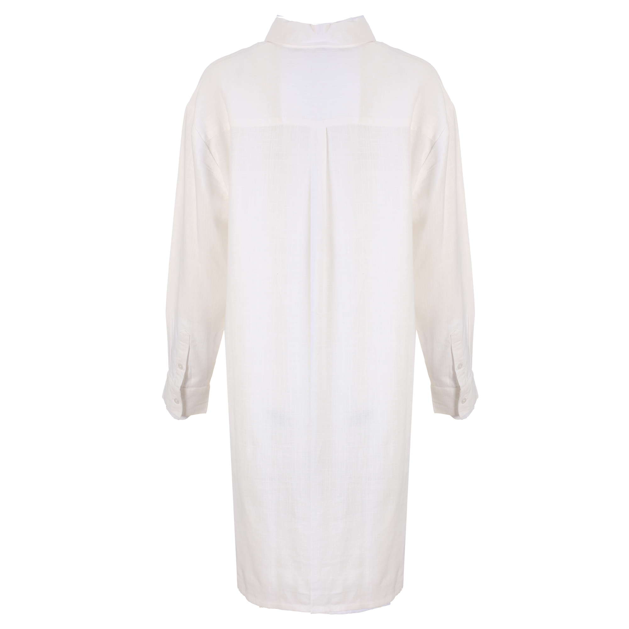 Chemise longue en lin mélangé  - Beige