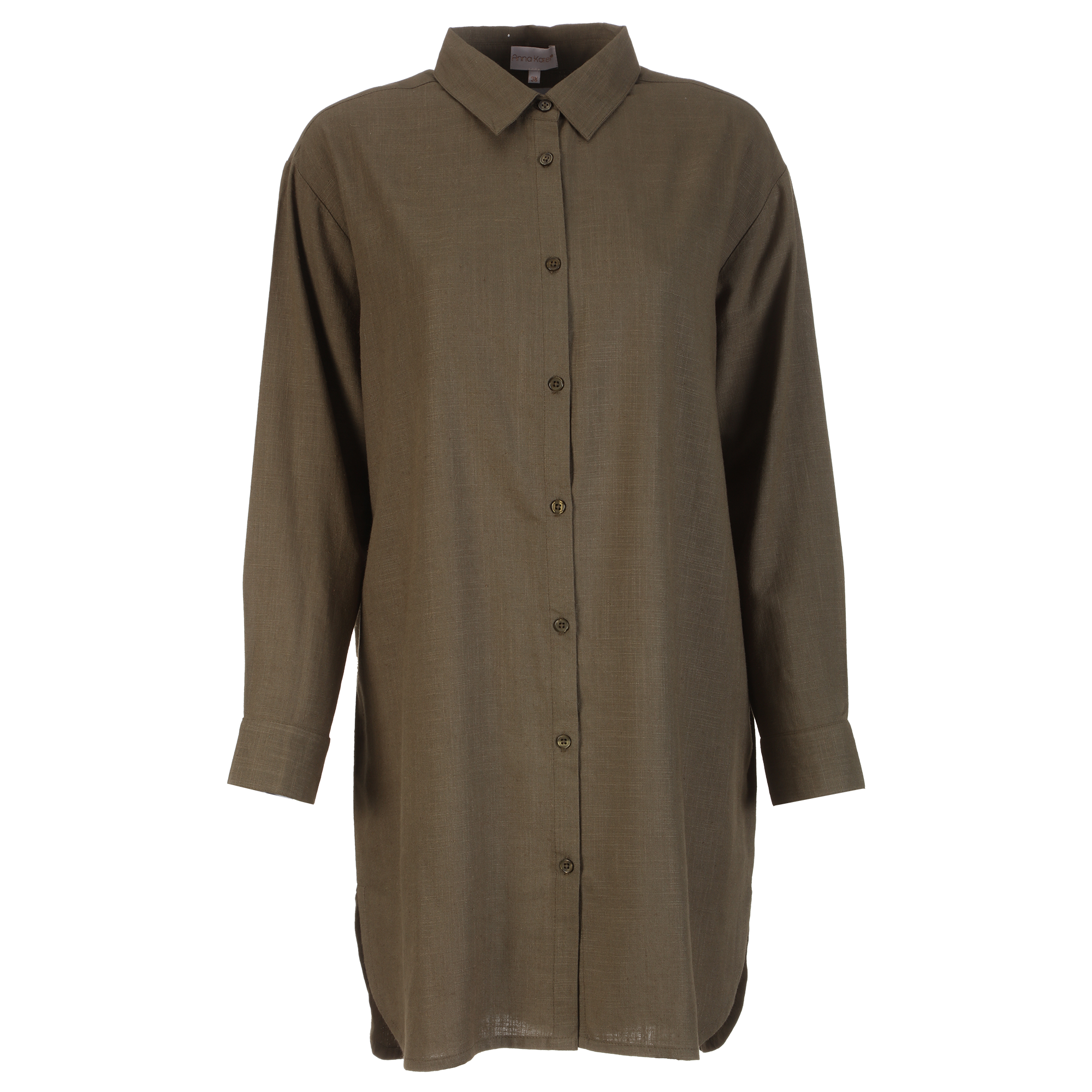 Chemise longue en lin mélangé  - Noir