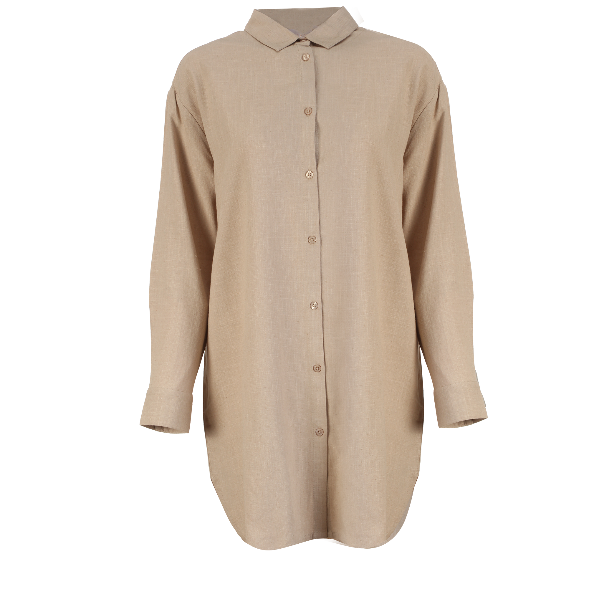 Chemise longue en lin mélangé  - Noir