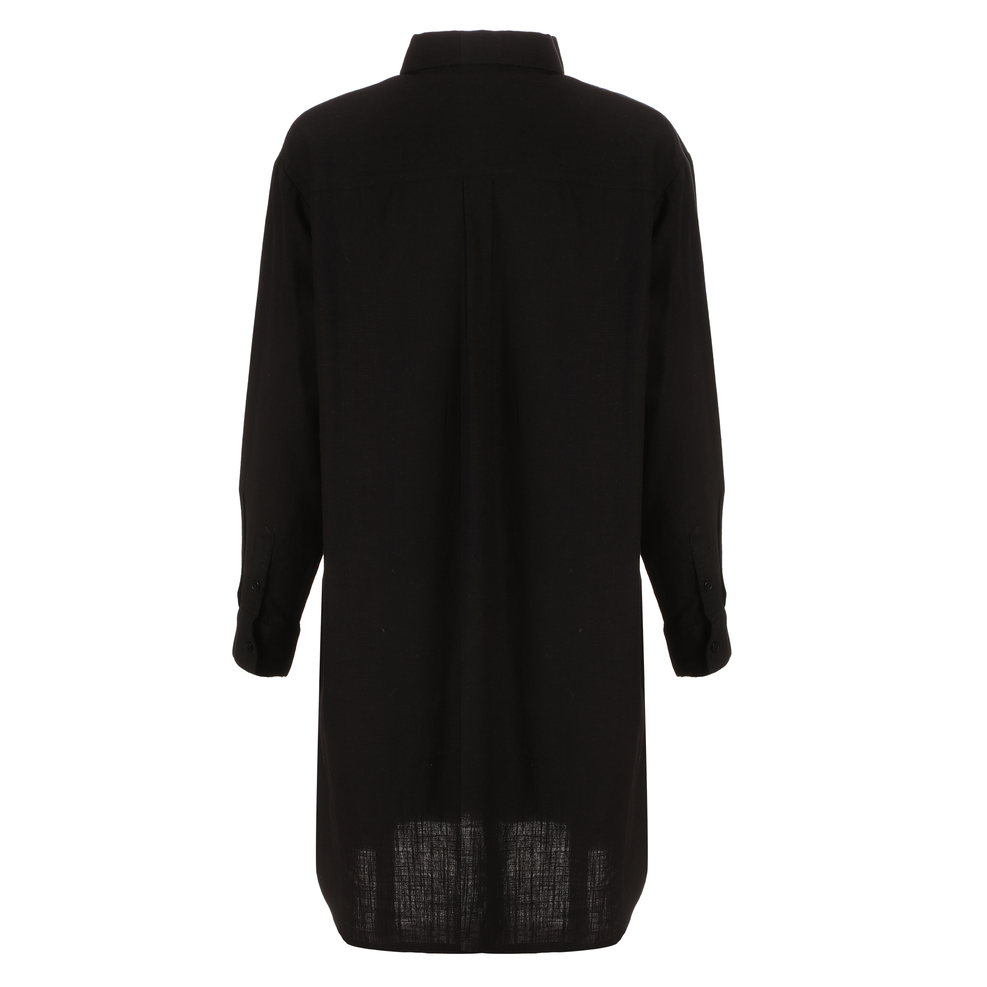 Chemise longue en lin mélangé  - Noir