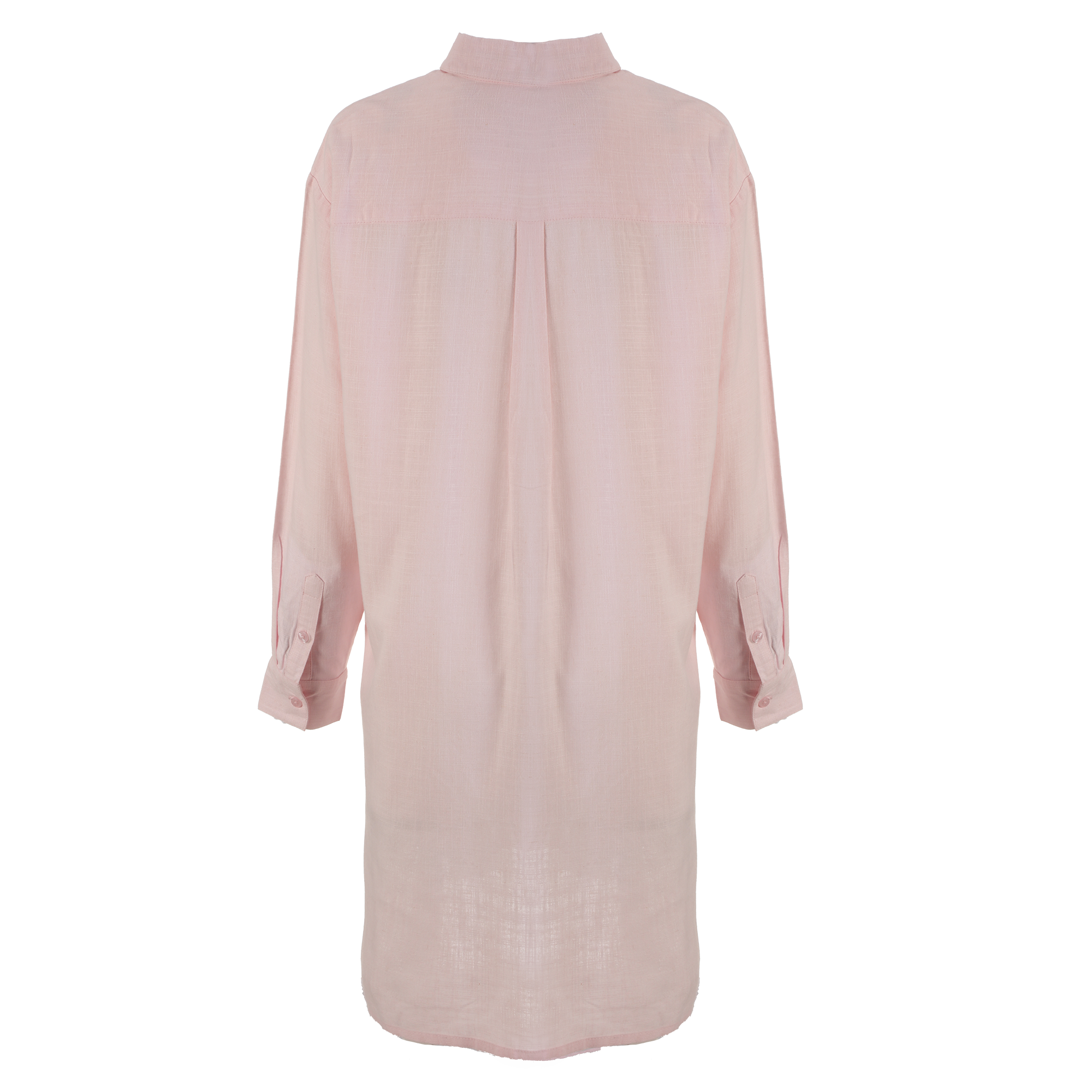 Chemise longue en lin mélangé  - Rose