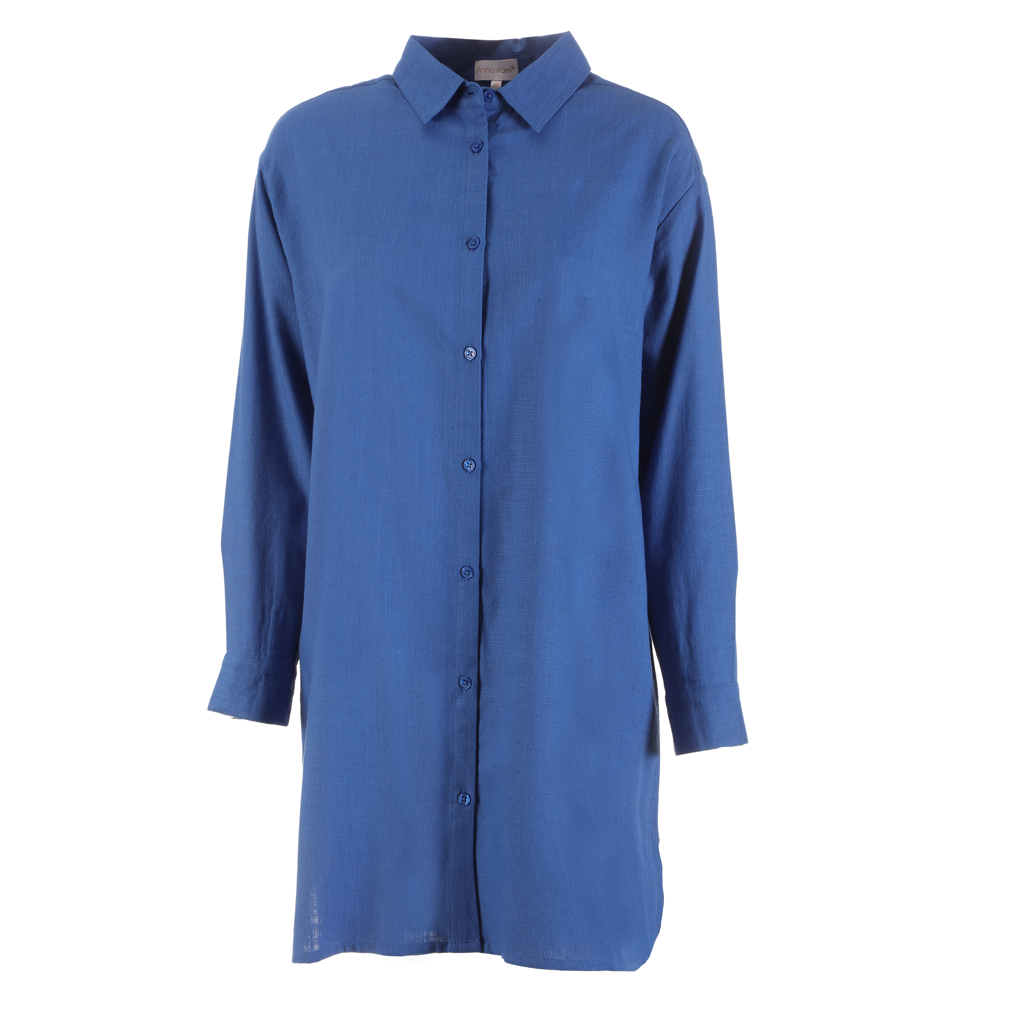 Chemise longue en lin mélangé  - Rose