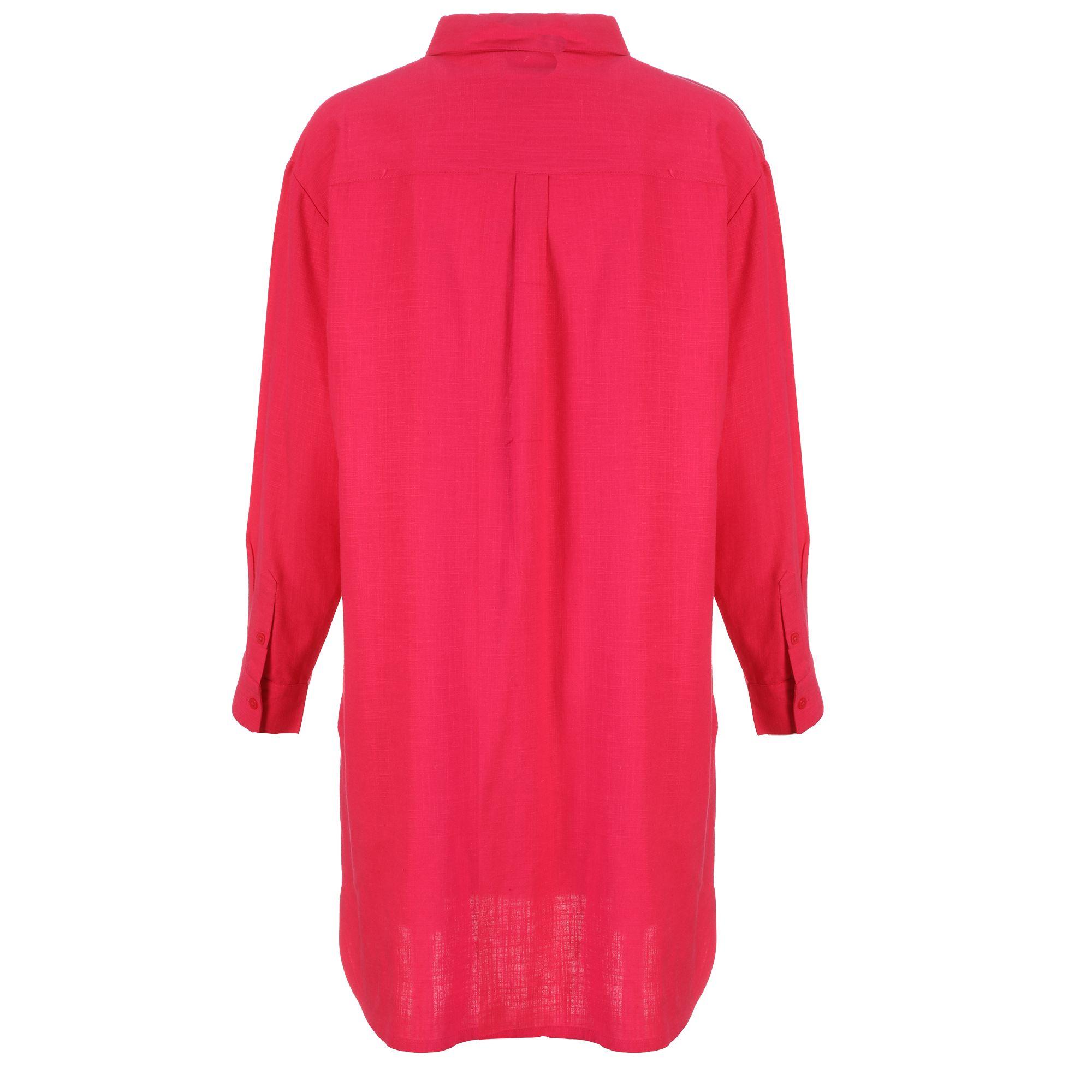 Chemise longue en lin mélangé  - Bleu