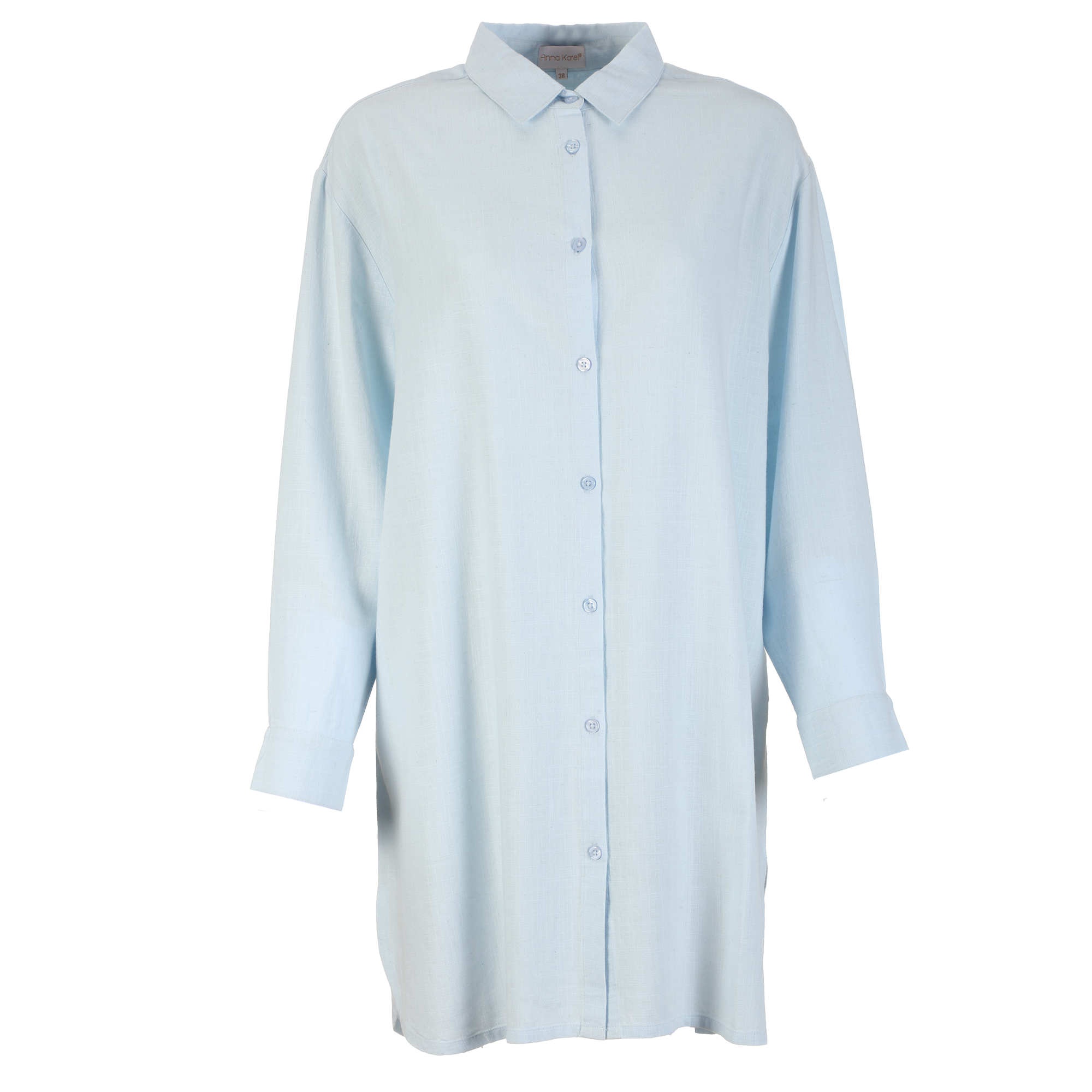 Chemise longue en lin mélangé  - Rose foncé
