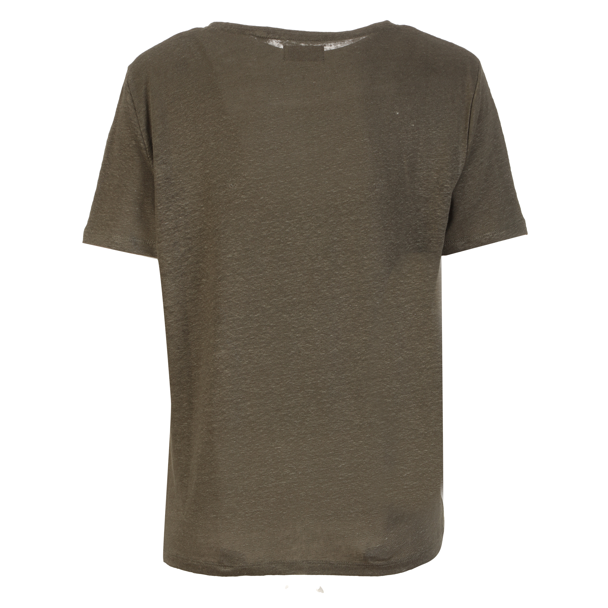 Tee-shirt manches courtes col rond en lin - Kaki