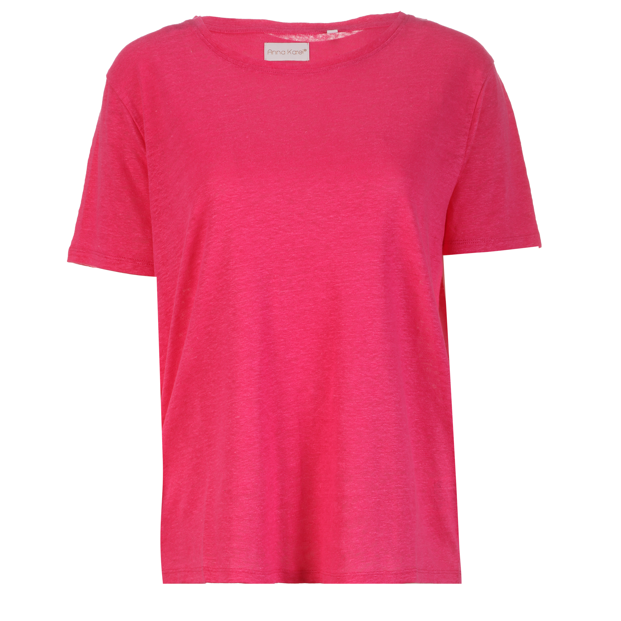 Tee-shirt manches courtes col rond en lin - Bleu clair