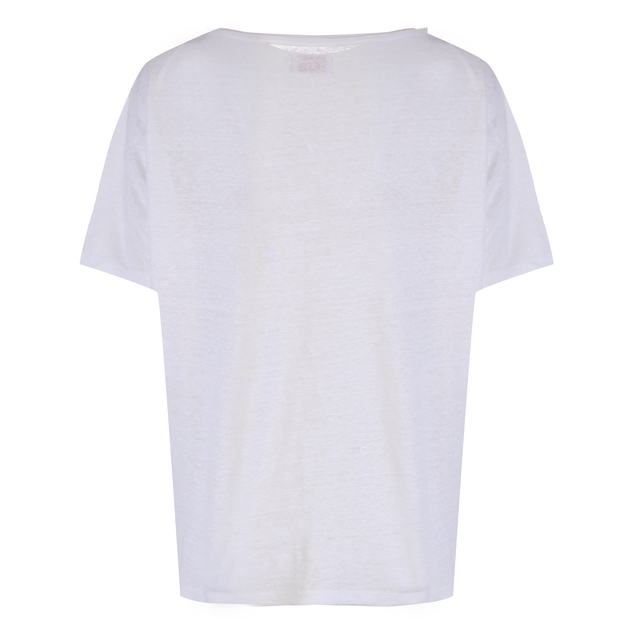 Tee-shirt manches courtes col rond en lin - Blanc