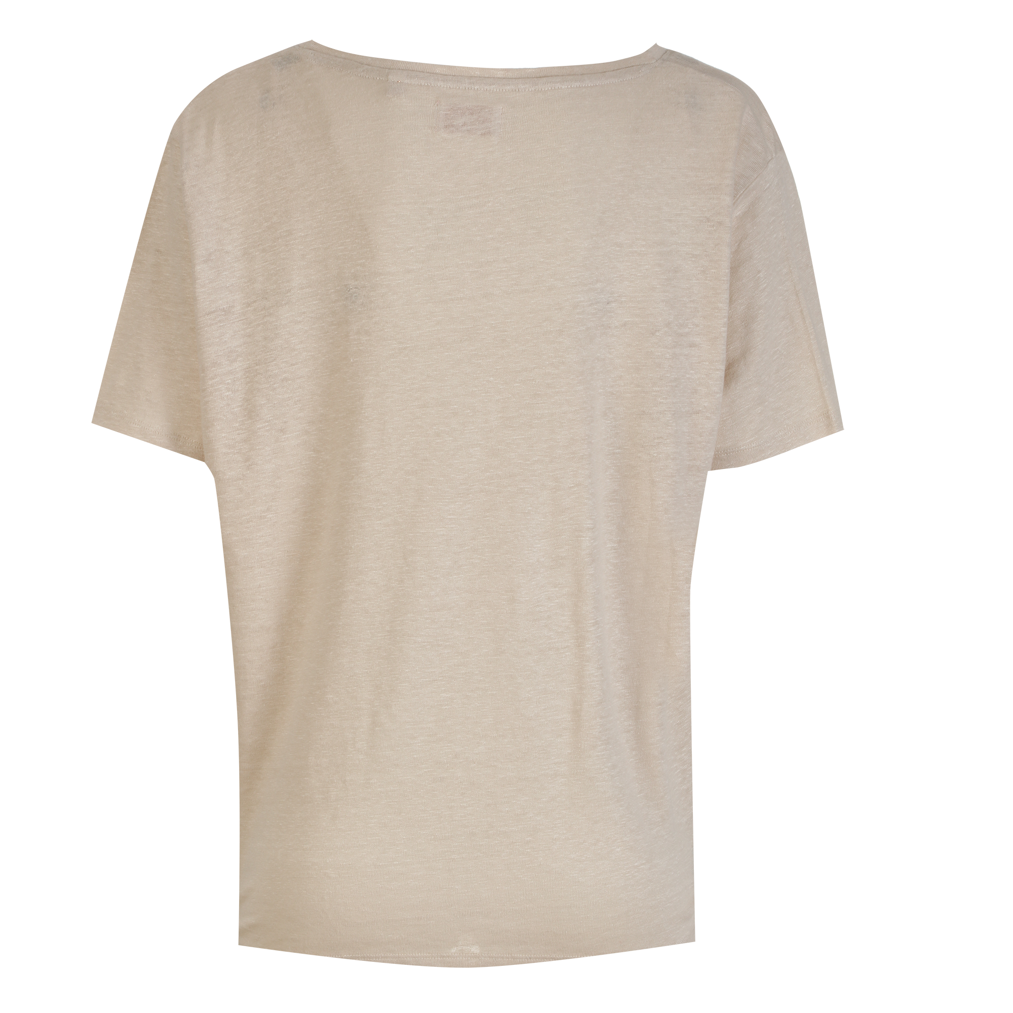 Tee-shirt manches courtes col rond en lin - Beige